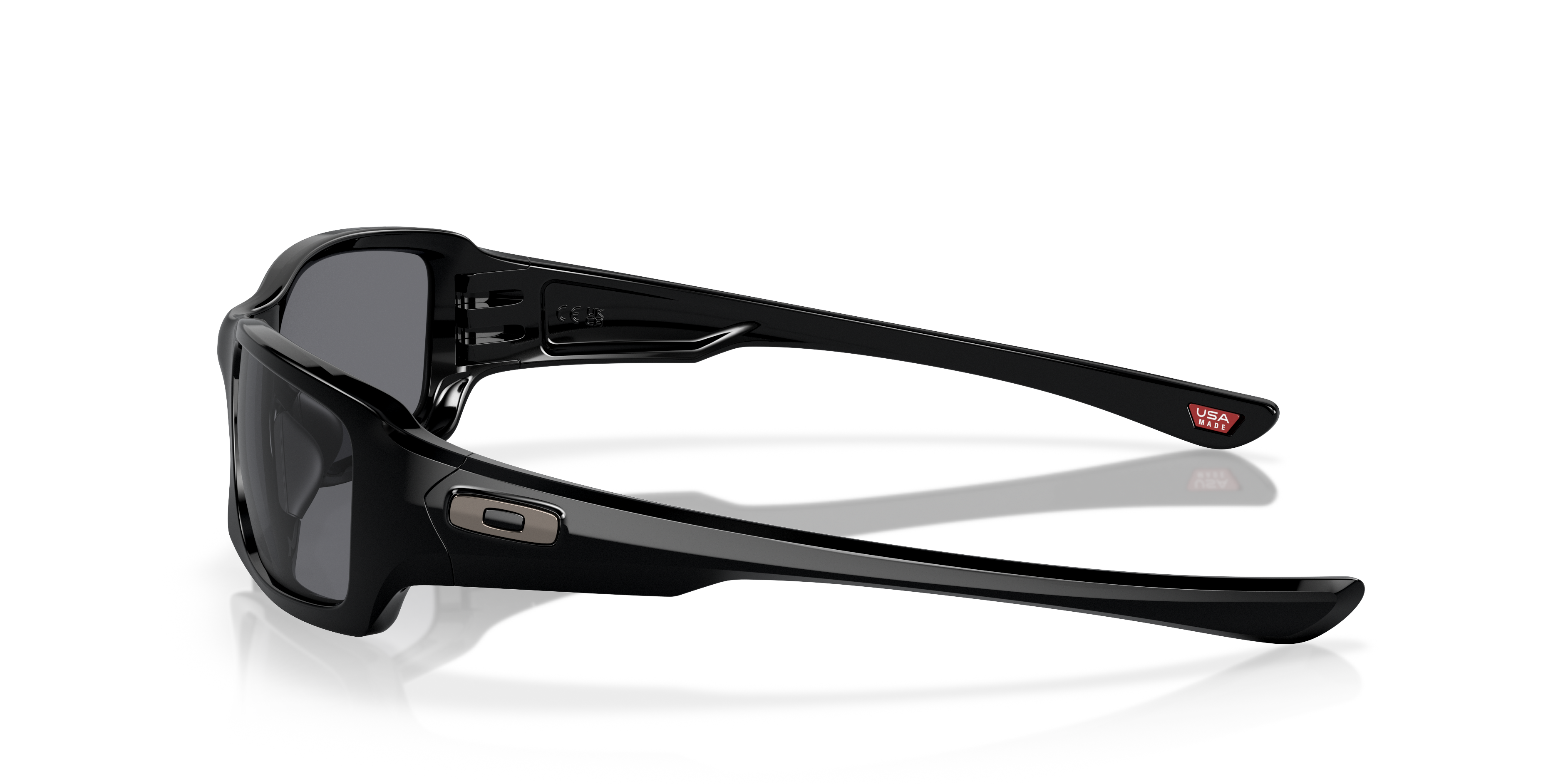 Oakley Fives Squared OO9238 in Polished Black / Grey, side view #Colour_Polished Black / Grey