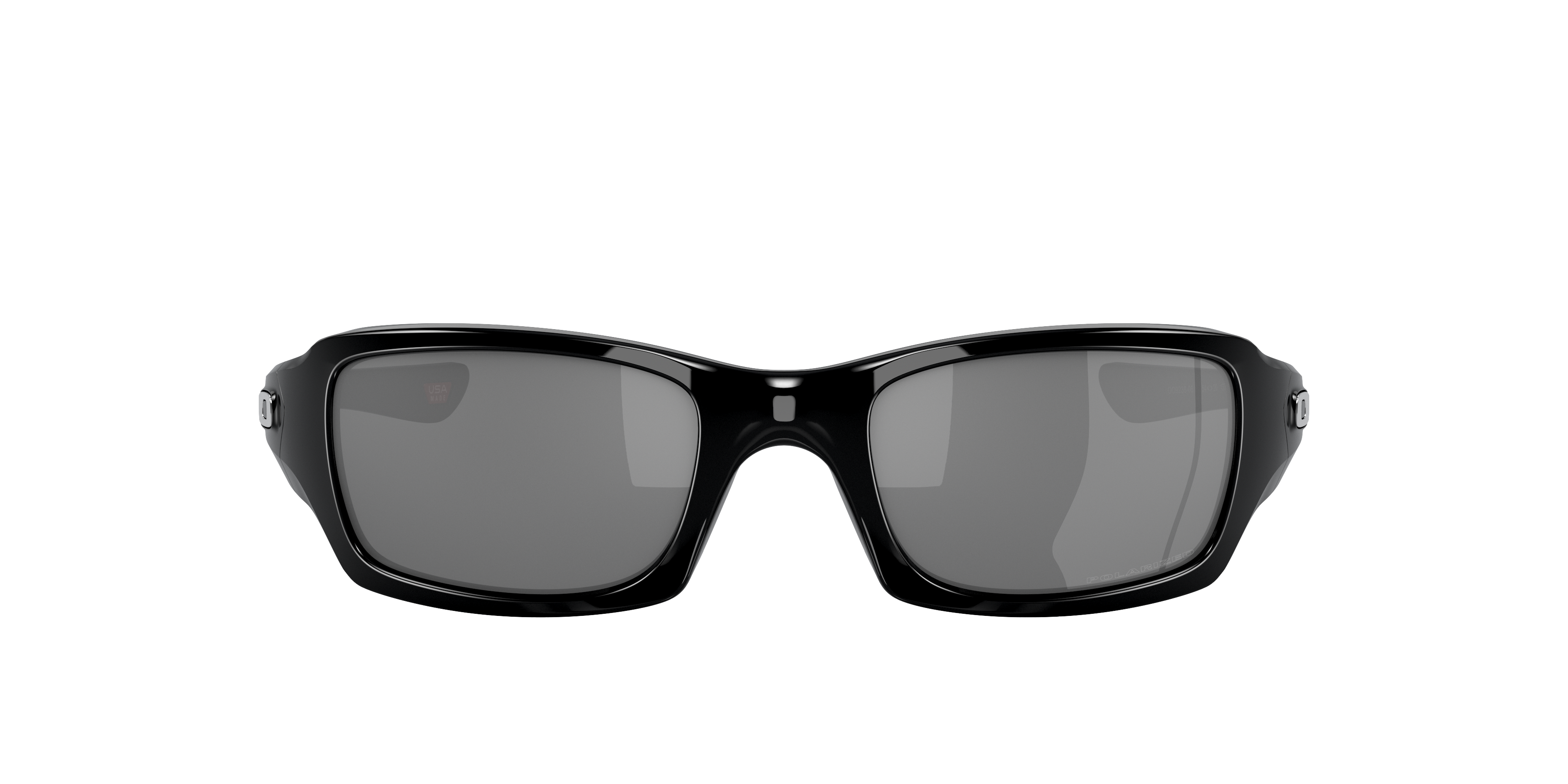 Oakley Fives Squared OO9238 in Polished Black / Black Iridium Polarized, front view #Colour_Polished Black / Black Iridium Polarized