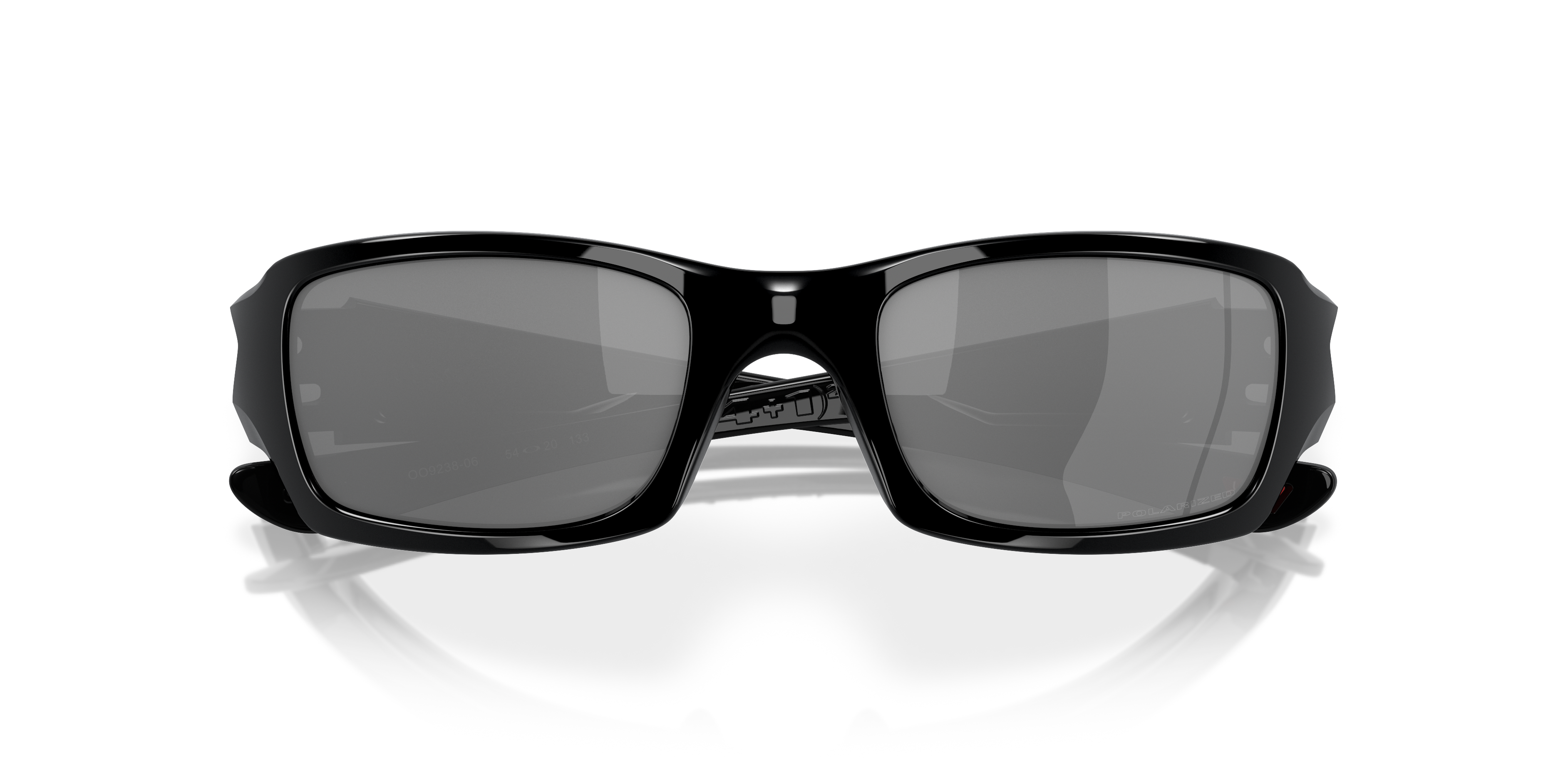 Oakley Fives Squared OO9238 in Polished Black / Black Iridium Polarized, front detail view #Colour_Polished Black / Black Iridium Polarized