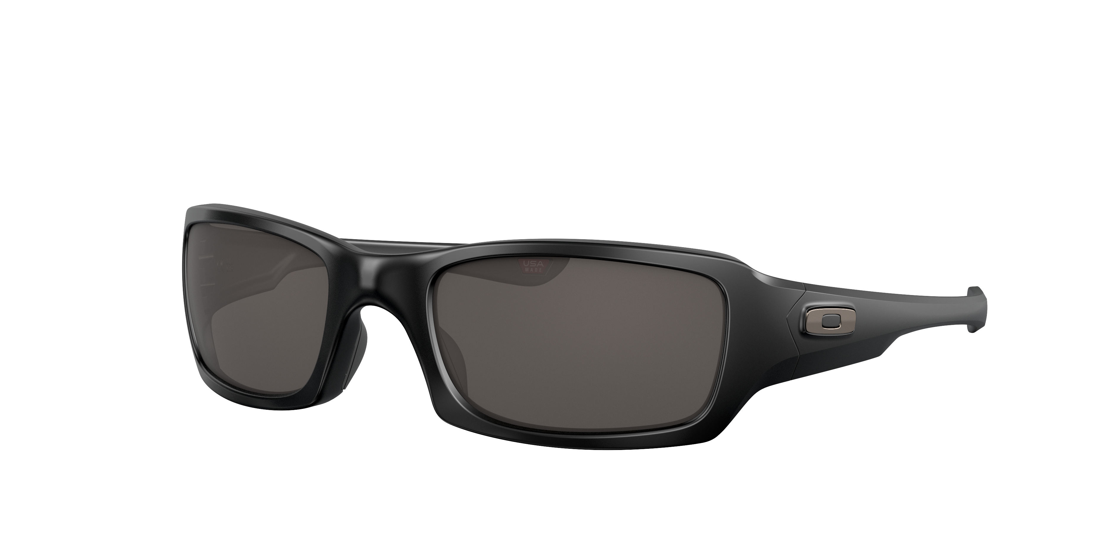 Oakley Fives Squared OO9238 in Matte Black / Warm Grey, three-quarter view #Colour_Matte Black / Warm Grey