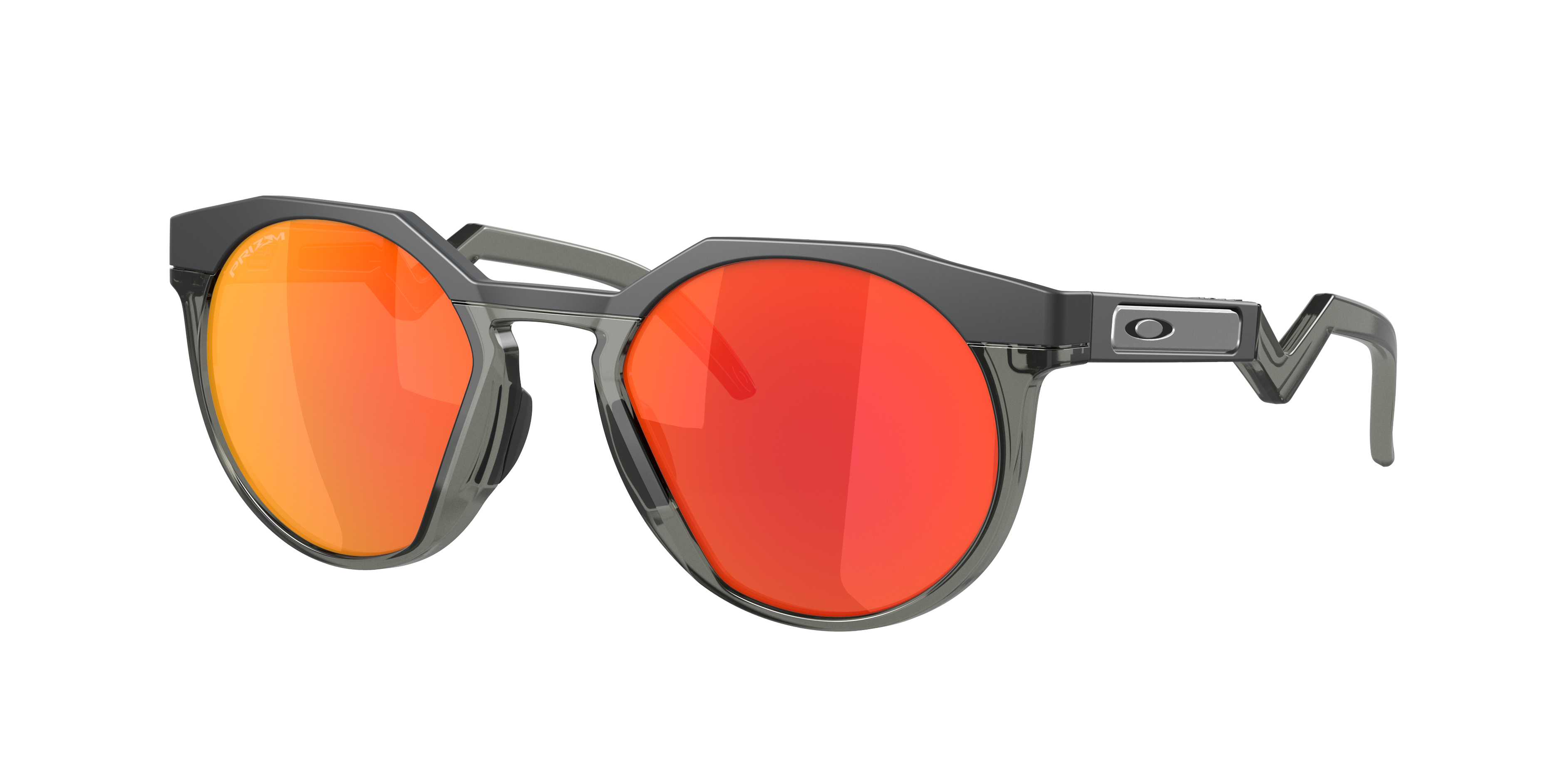 Oakley HSTN OO9242 in Matte Carbon / Prizm Ruby, three-quarter view #Colour_Matte Carbon / Prizm Ruby