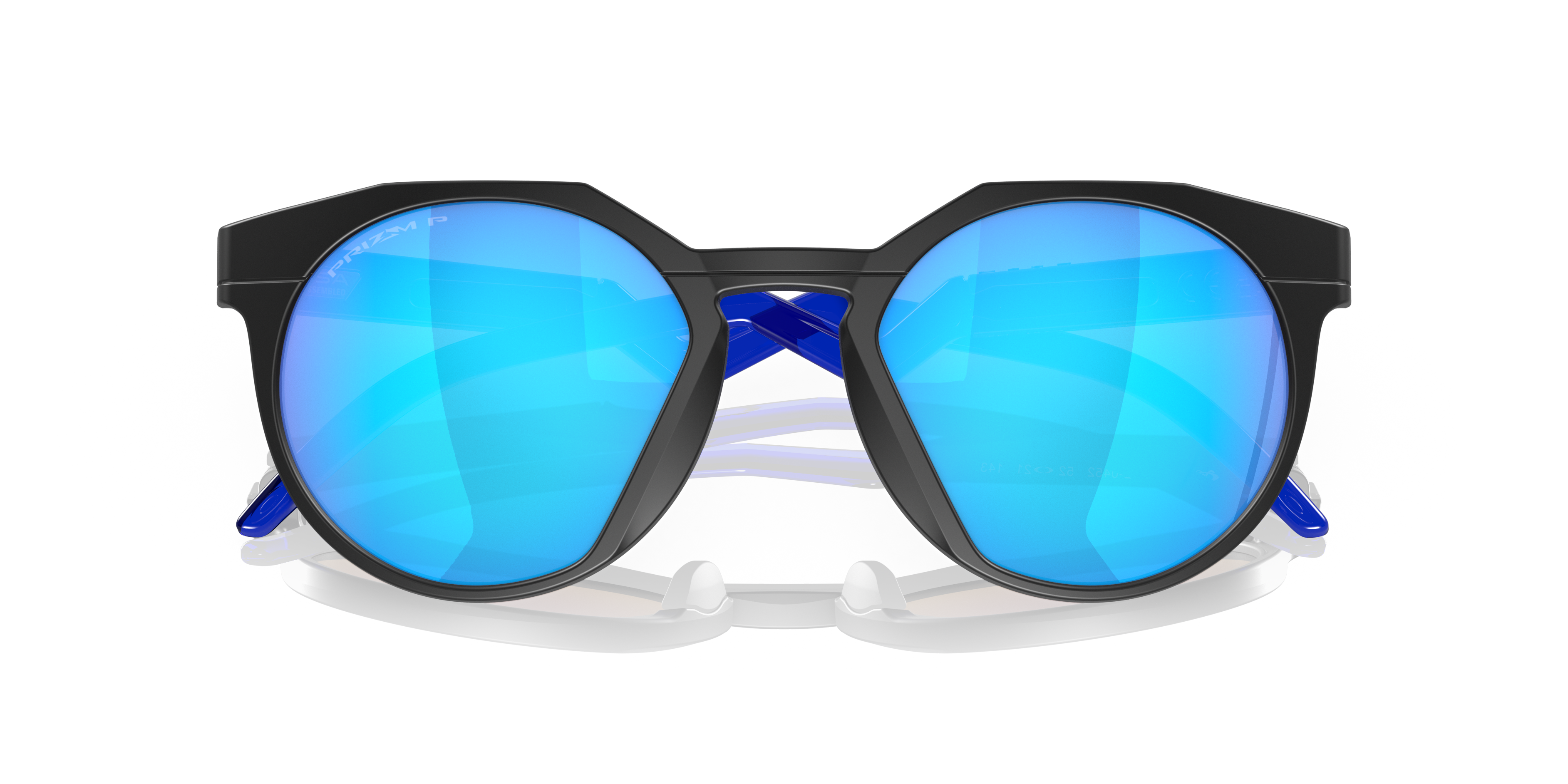 Oakley HSTN OO9242 in Matte Black / Prizm Sapphire Polarized, front detail view #Colour_Matte Black / Prizm Sapphire Polarized