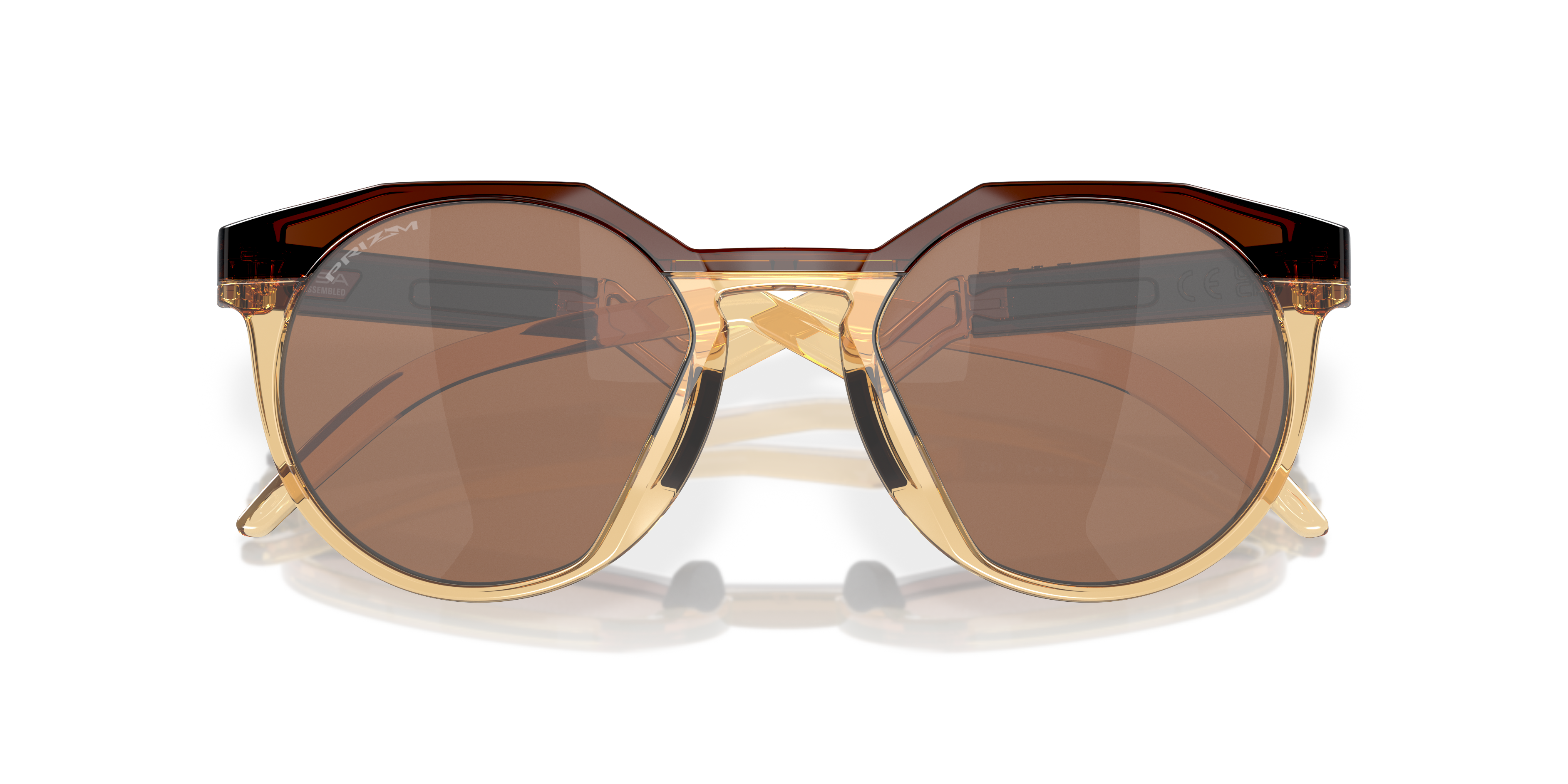 Oakley HSTN OO9242 in Dark Amber/Light Curry / Prizm Tungsten, front detail view #Colour_Dark Amber/Light Curry / Prizm Tungsten