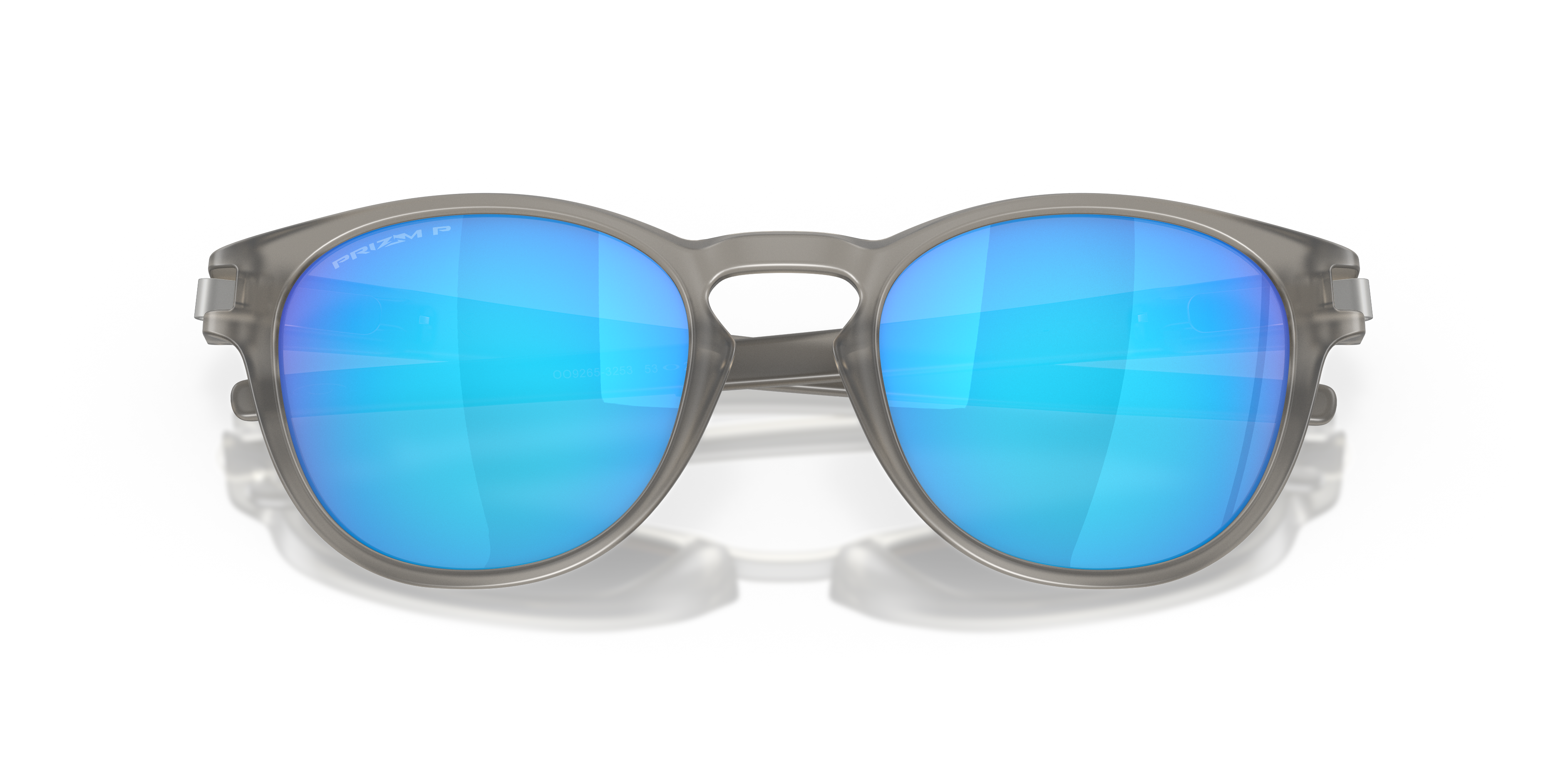 Oakley Latch OO9265 in Matte Grey Ink / Prizm Sapphire Polarized, front detail view #Colour_Matte Grey Ink / Prizm Sapphire Polarized