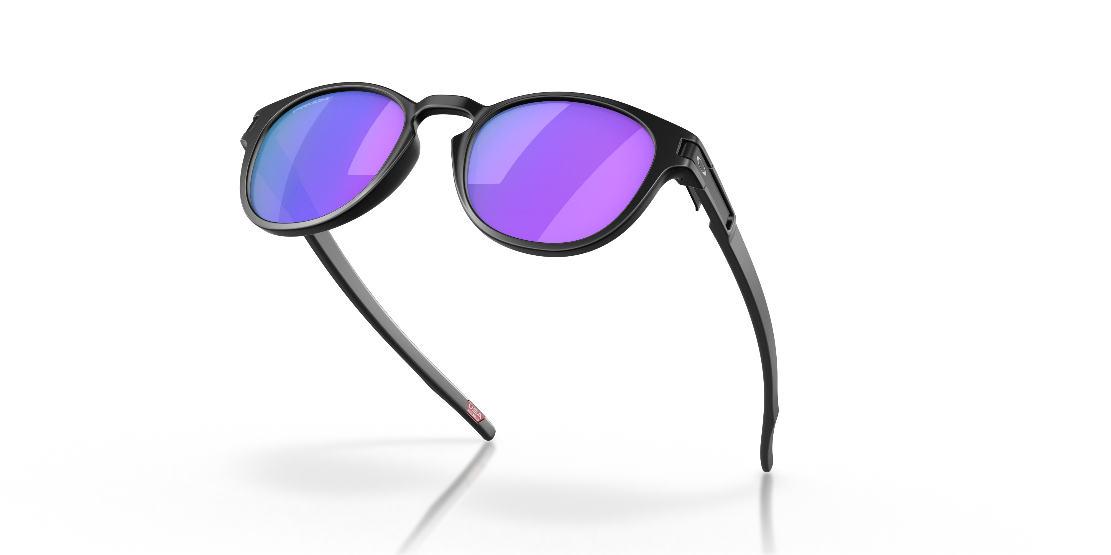 Oakley Latch OO9265 in Matte Black / Prizm Violet, angled view #Colour_Matte Black / Prizm Violet
