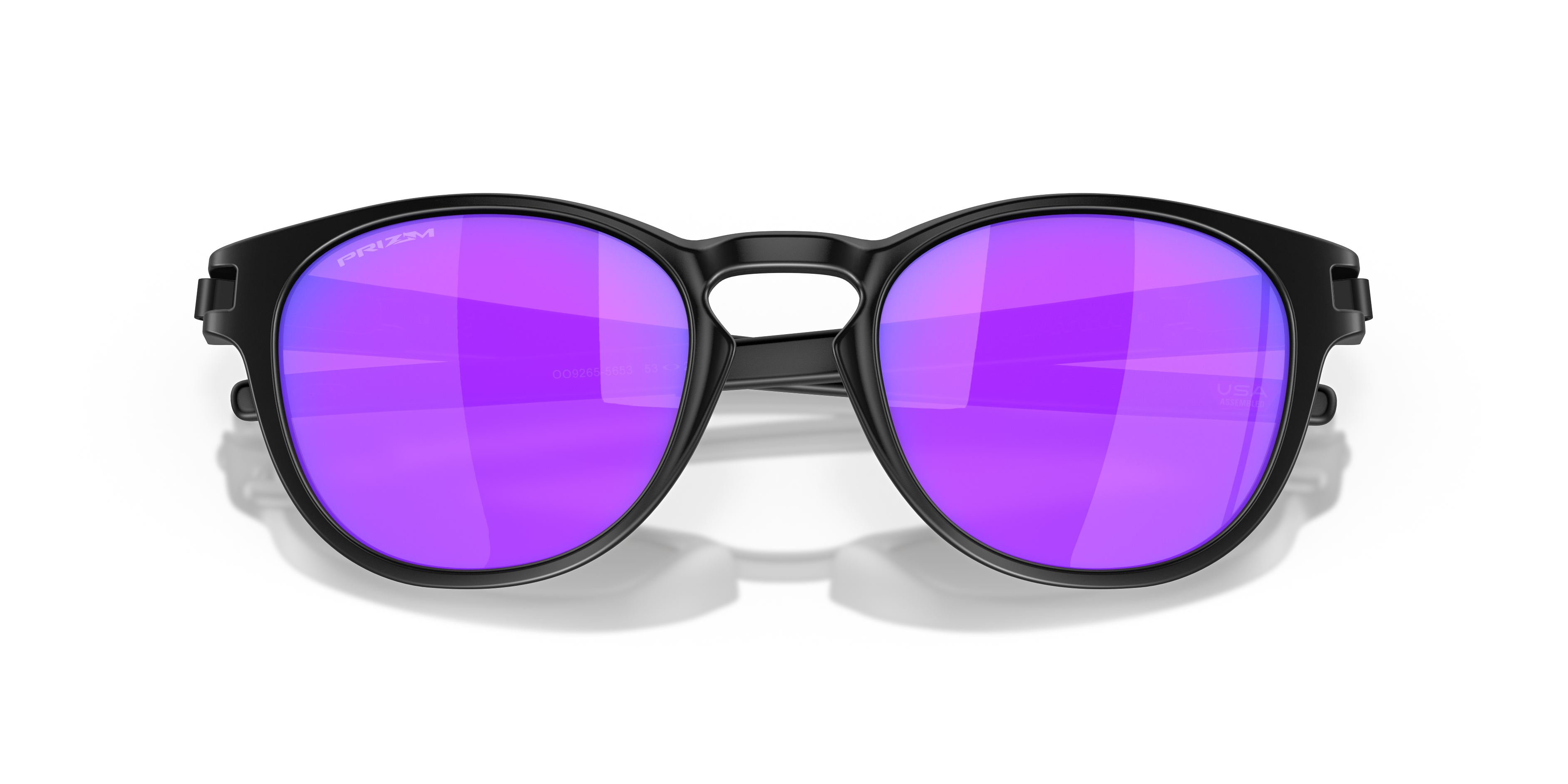 Oakley Latch OO9265 in Matte Black / Prizm Violet, front detail view #Colour_Matte Black / Prizm Violet