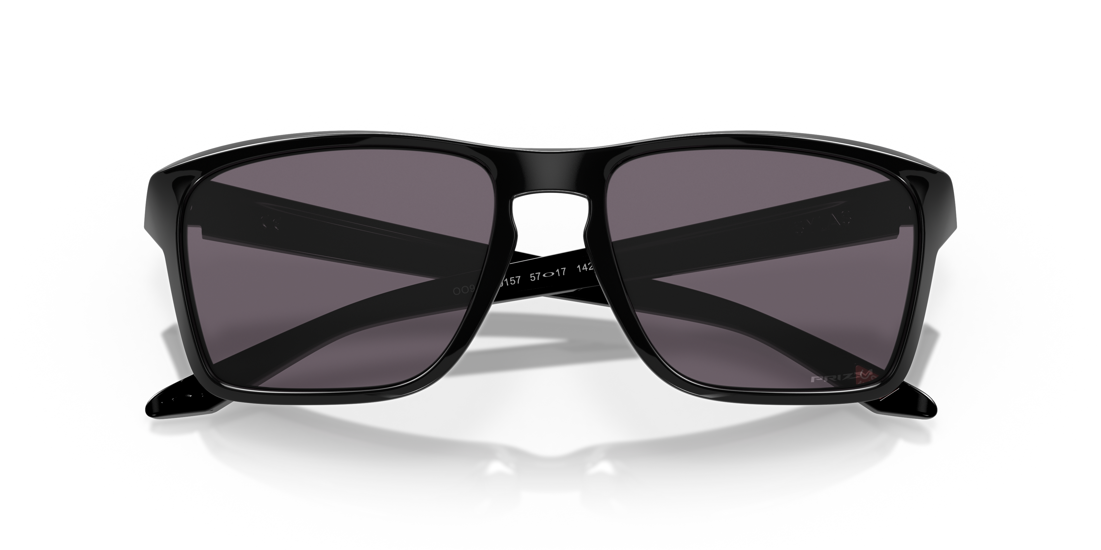 Oakley Sylas OO9448 in Polished Black / Prizm Grey, front detail view #Colour_Polished Black / Prizm Grey