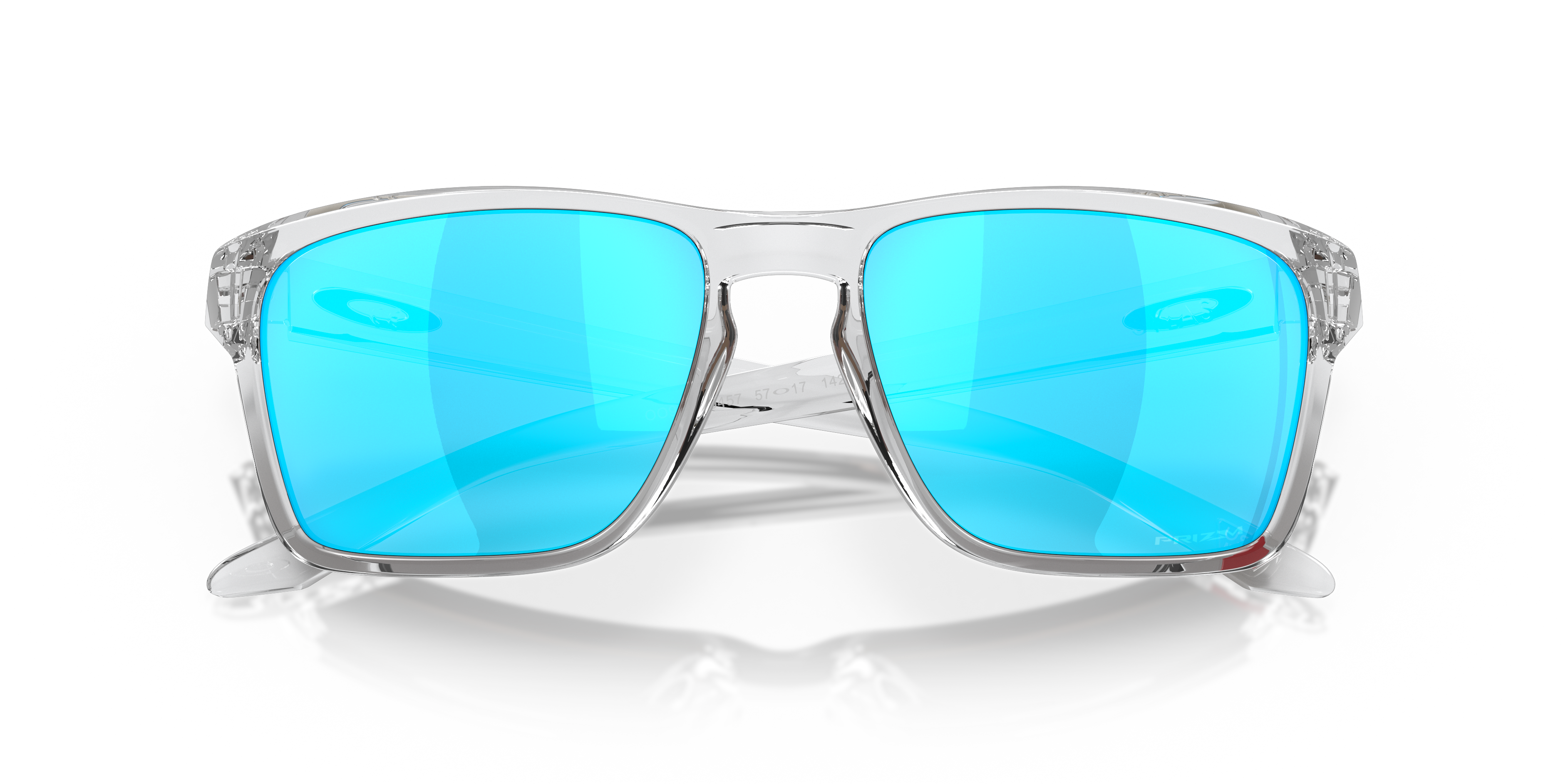 Oakley Sylas OO9448 in Polished Clear / Prizm Sapphire, front detail view #Colour_Polished Clear / Prizm Sapphire
