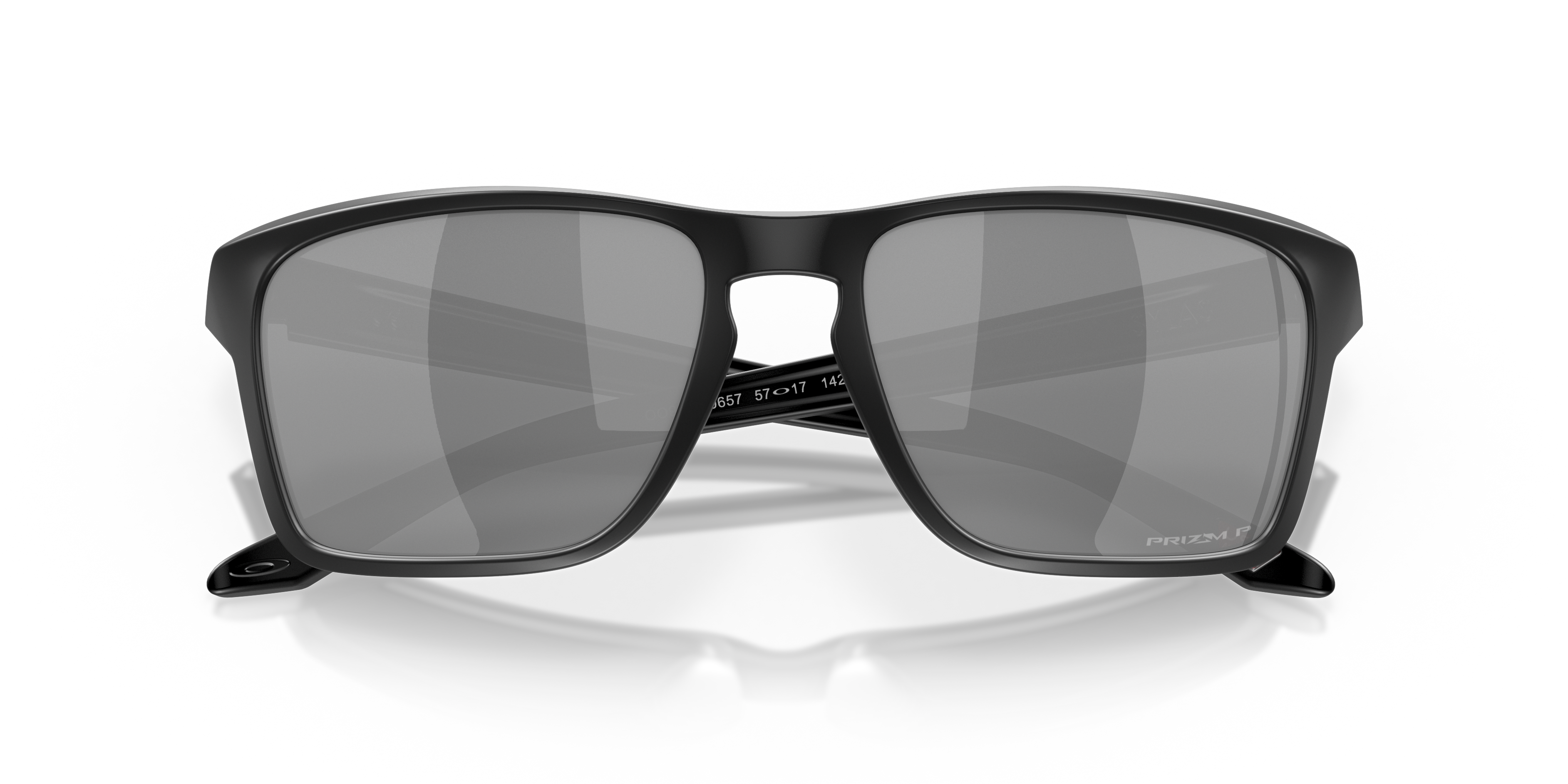 Oakley Sylas OO9448 in Matte Black / Prizm Black Polarized, front detail view #Colour_Matte Black / Prizm Black Polarized
