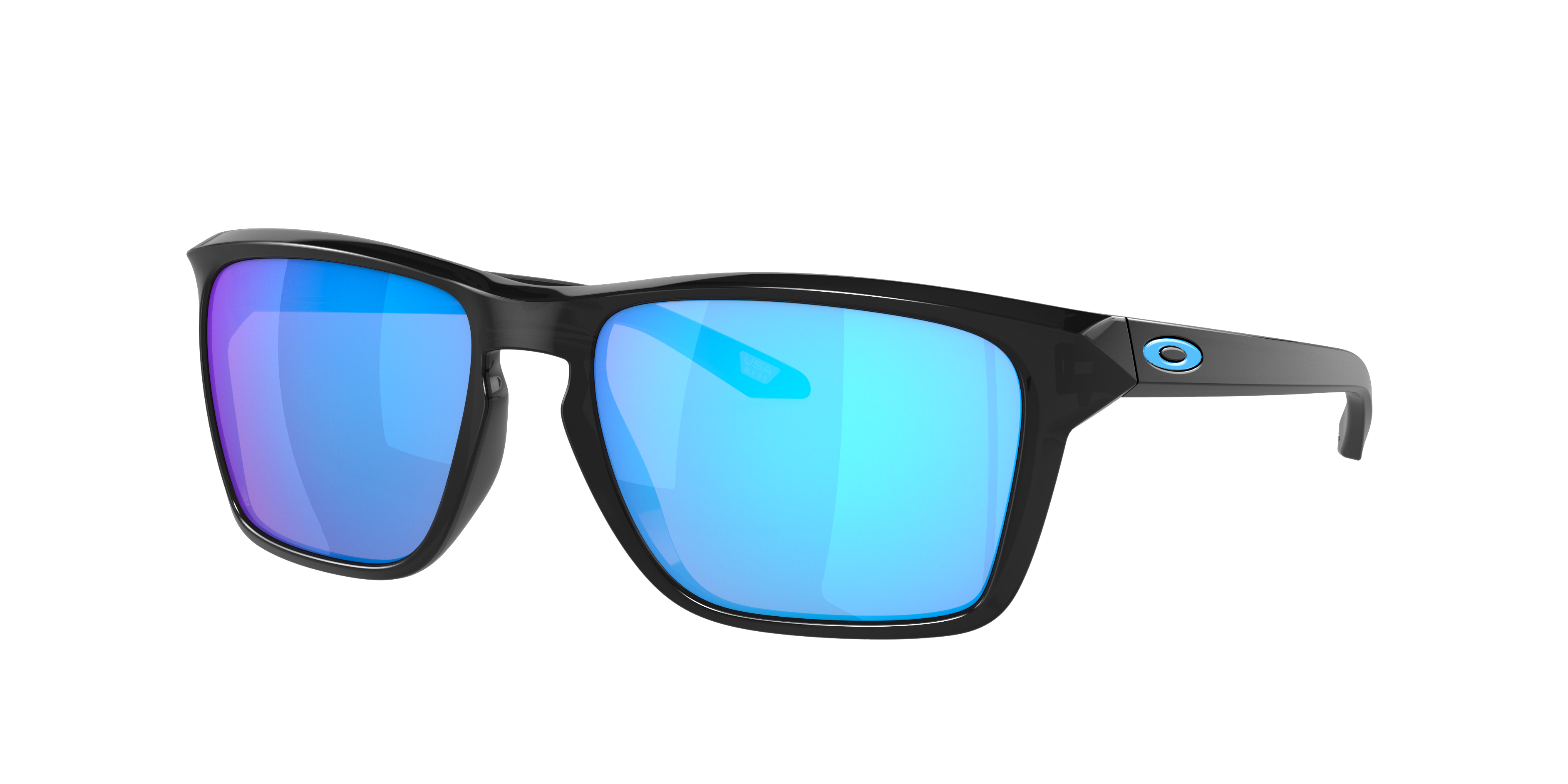 Oakley Sylas OO9448 in Black Ink / Sapphire Iridium, three-quarter view #Colour_Black Ink / Sapphire Iridium