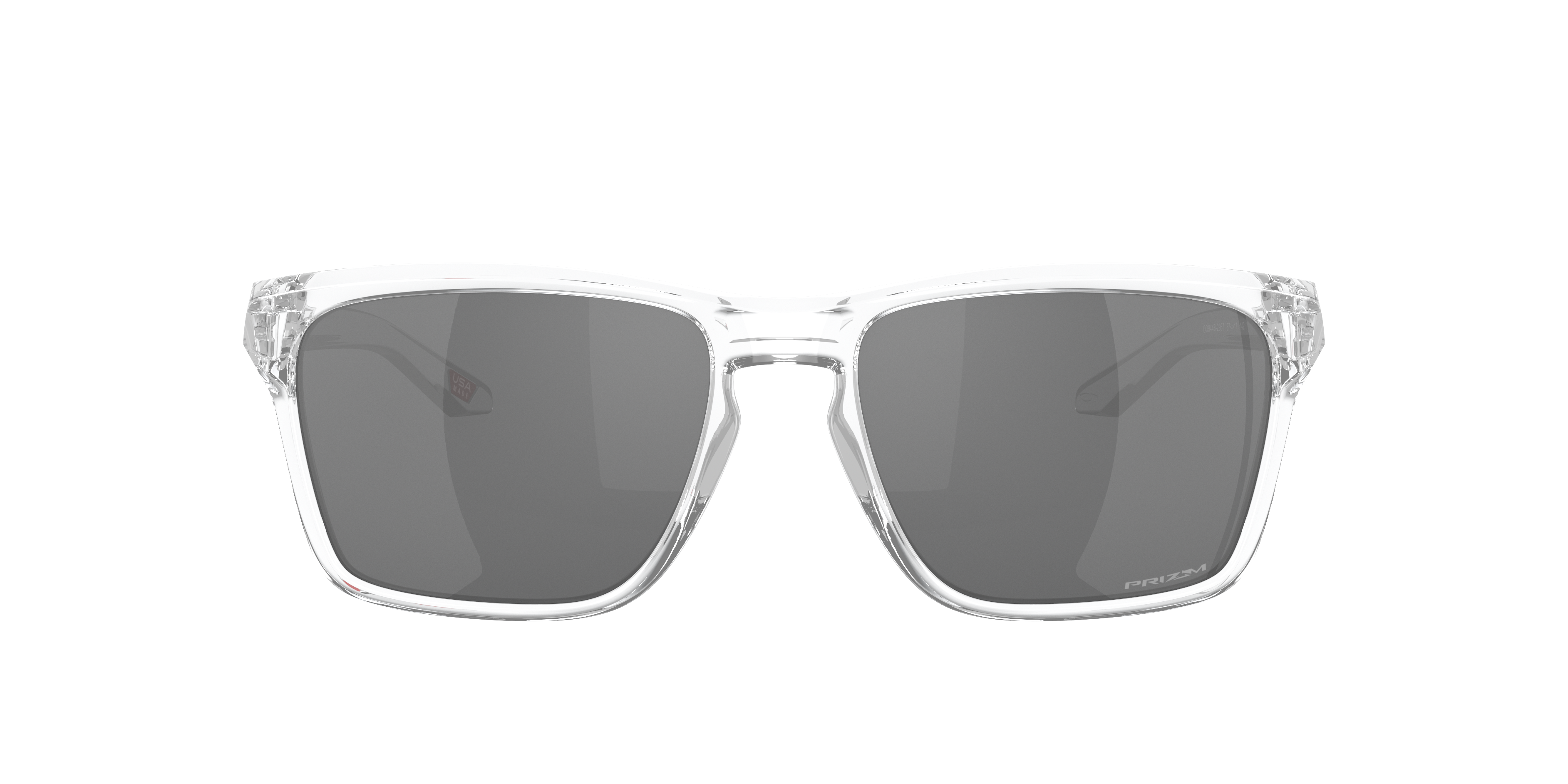 Oakley Sylas OO9448 in Polished Clear / Prizm Black, front view #Colour_Polished Clear / Prizm Black
