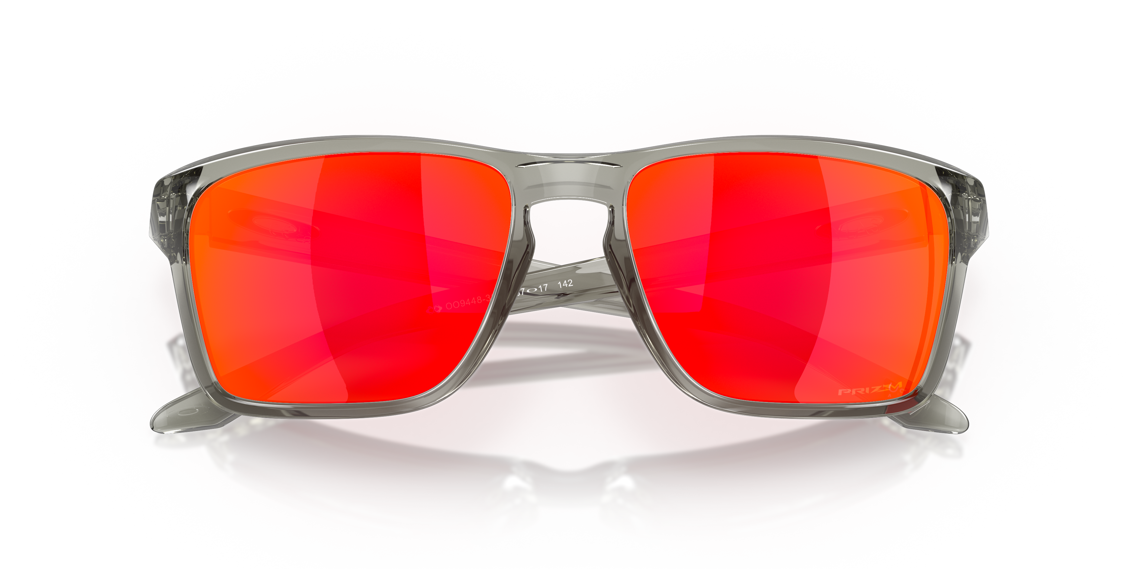 Oakley Sylas OO9448 in Grey Ink / Prizm Ruby, front detail view #Colour_Grey Ink / Prizm Ruby