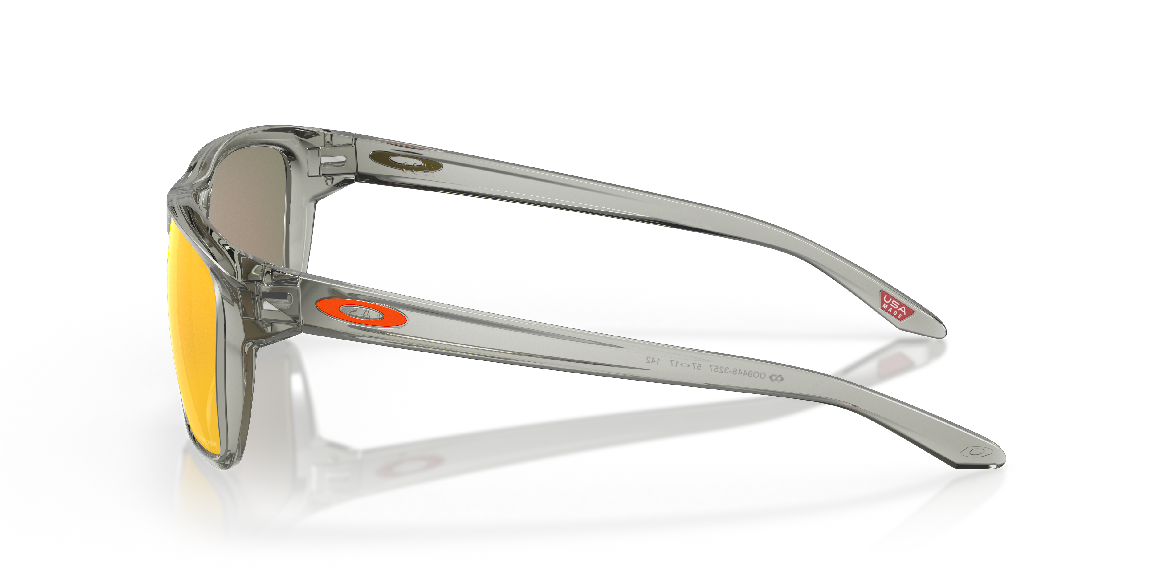Oakley Sylas OO9448 in Grey Ink / Prizm Ruby, side view #Colour_Grey Ink / Prizm Ruby