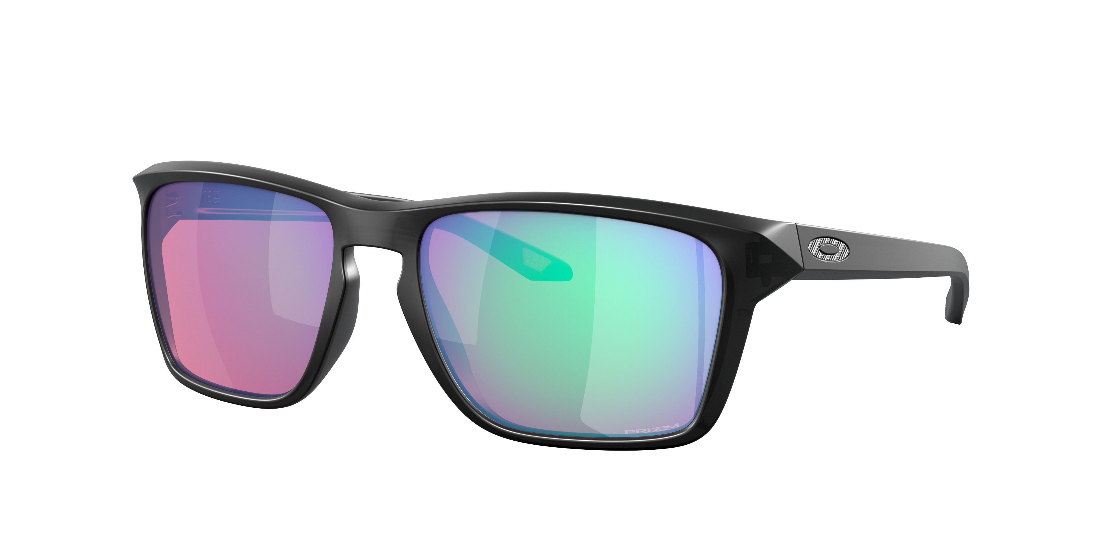 Oakley Sylas OO9448 in Matte Black Ink / Prizm Golf, three-quarter view #Colour_Matte Black Ink / Prizm Golf