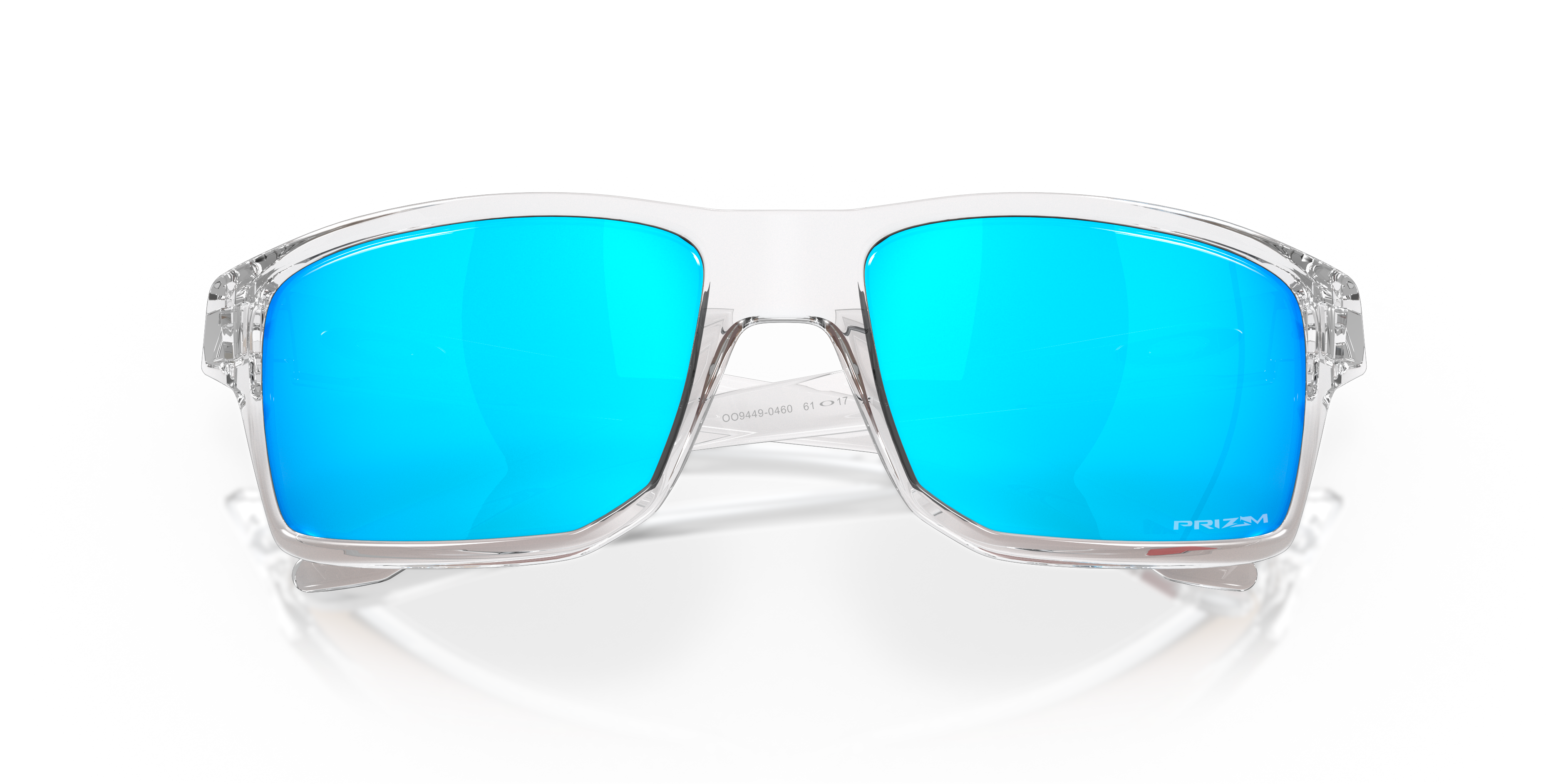 Oakley Gibston OO9449 in Polished Clear / Prizm Sapphire, front detail view #Colour_Polished Clear / Prizm Sapphire