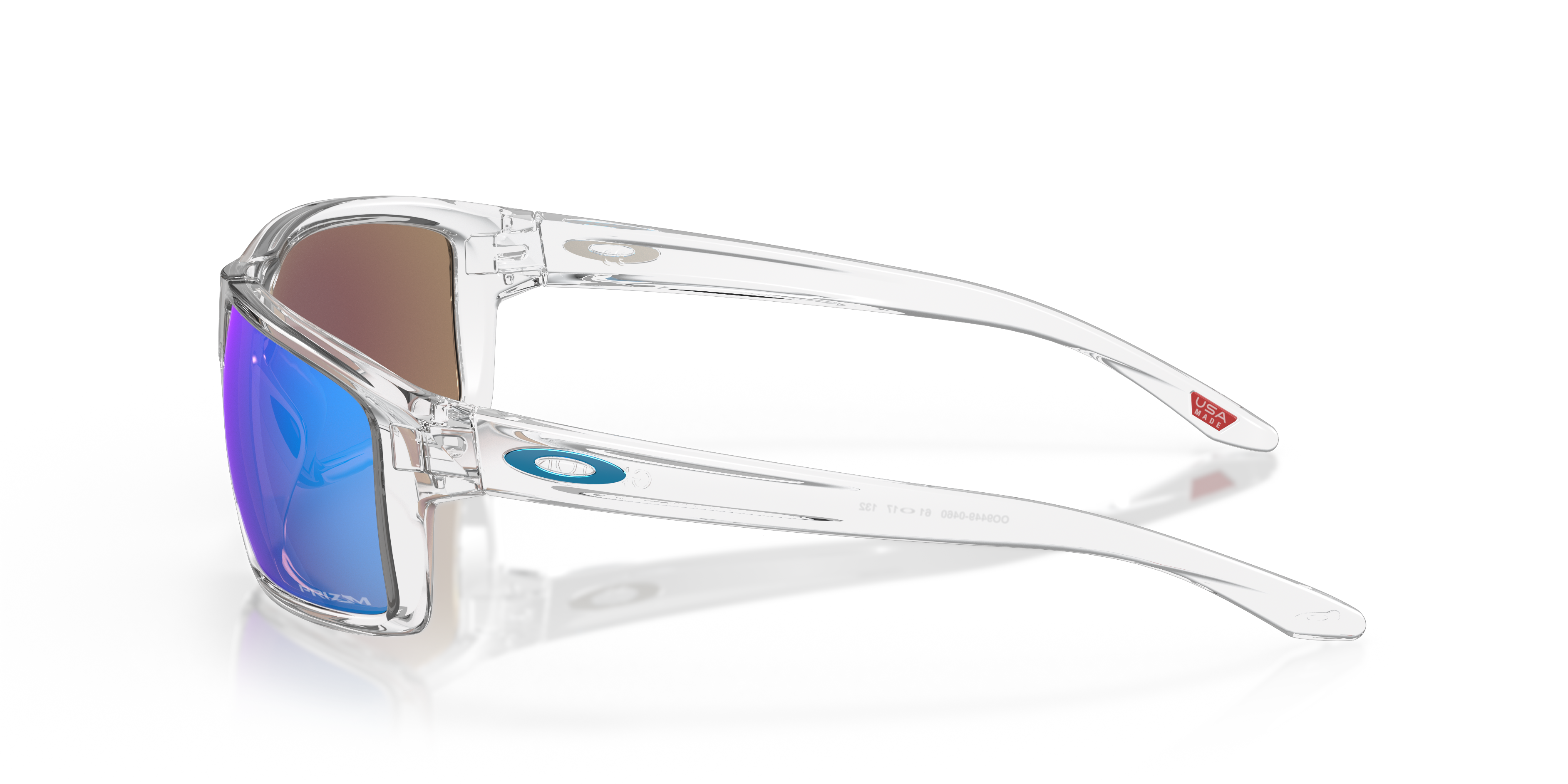 Oakley Gibston OO9449 in Polished Clear / Prizm Sapphire, side view #Colour_Polished Clear / Prizm Sapphire