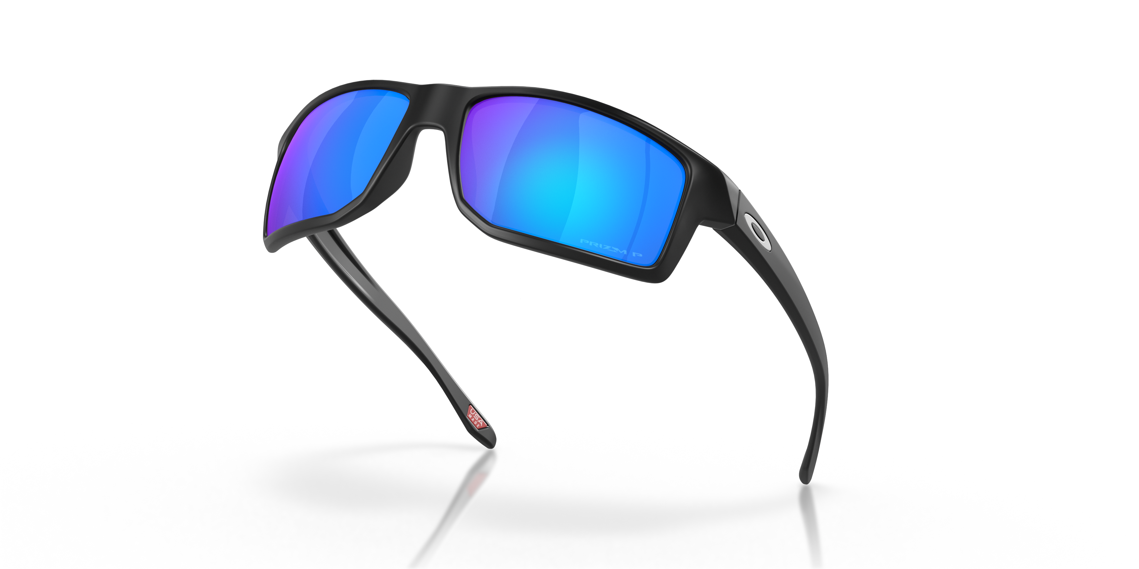 Oakley Gibston OO9449 in Matte Black / Prizm Sapphire Polarized, angled view #Colour_Matte Black / Prizm Sapphire Polarized
