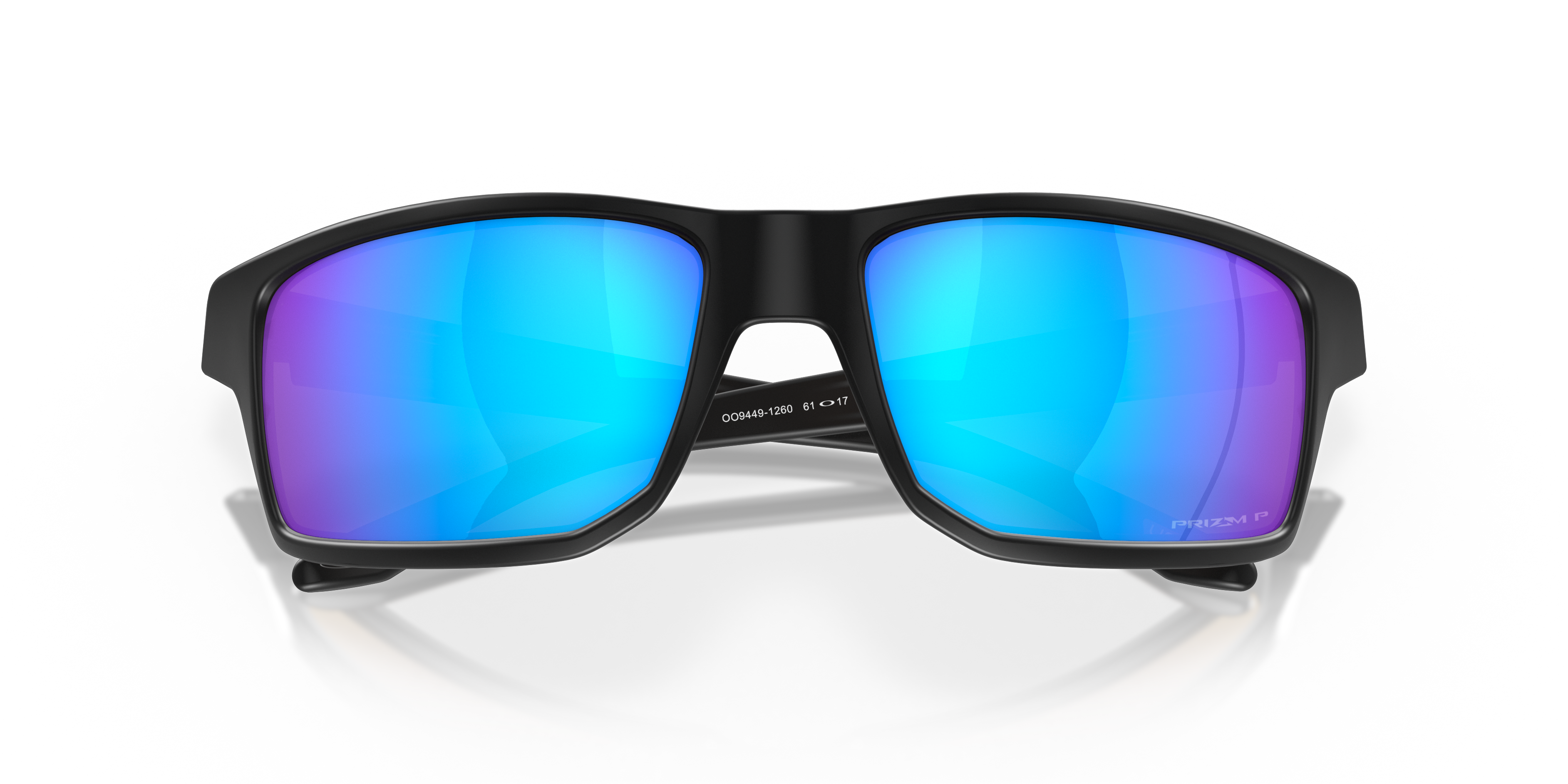 Oakley Gibston OO9449 in Matte Black / Prizm Sapphire Polarized, front detail view #Colour_Matte Black / Prizm Sapphire Polarized