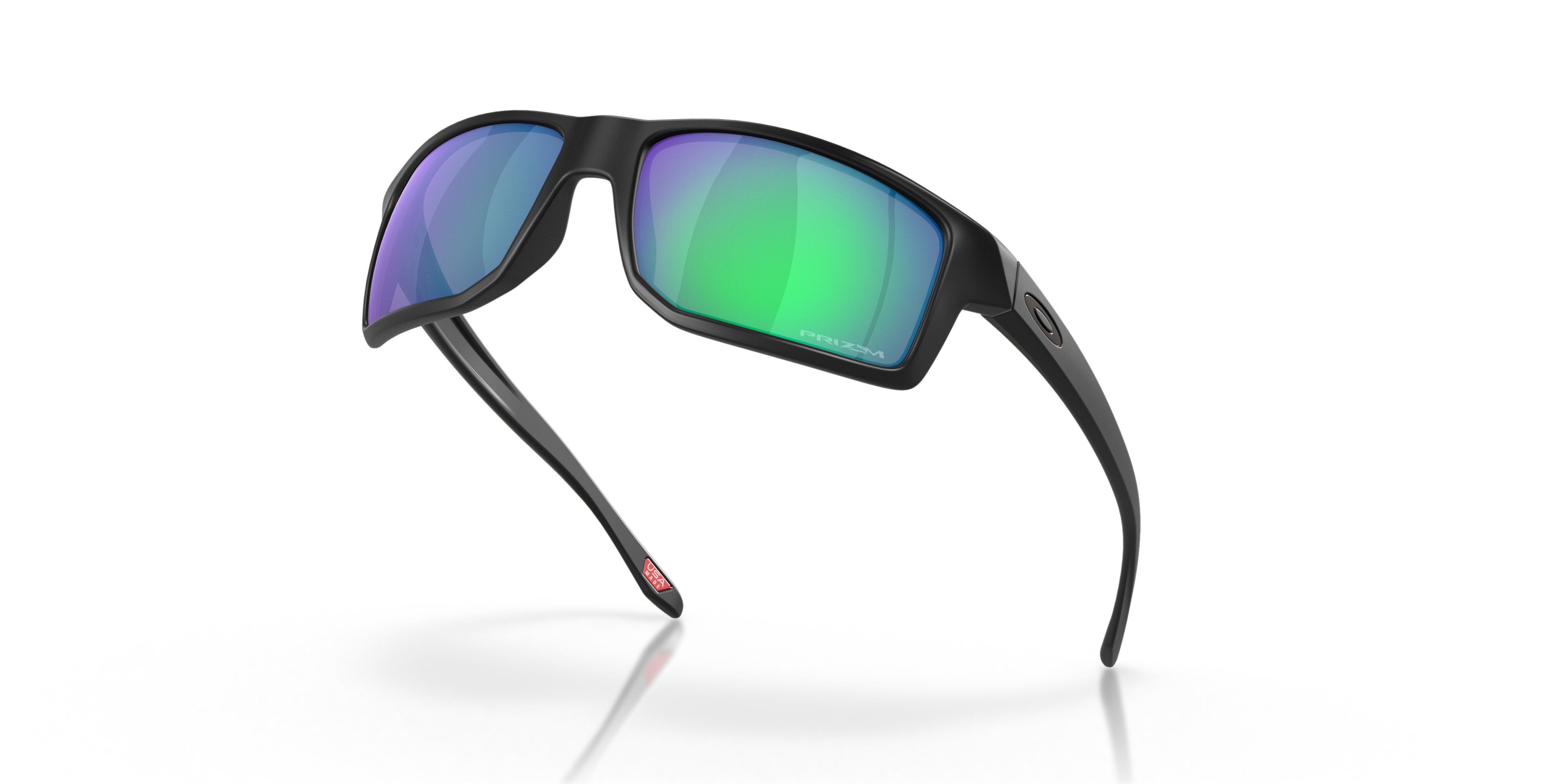 Oakley Gibston OO9449 in Matte Black / Prizm Jade, angled view #Colour_Matte Black / Prizm Jade