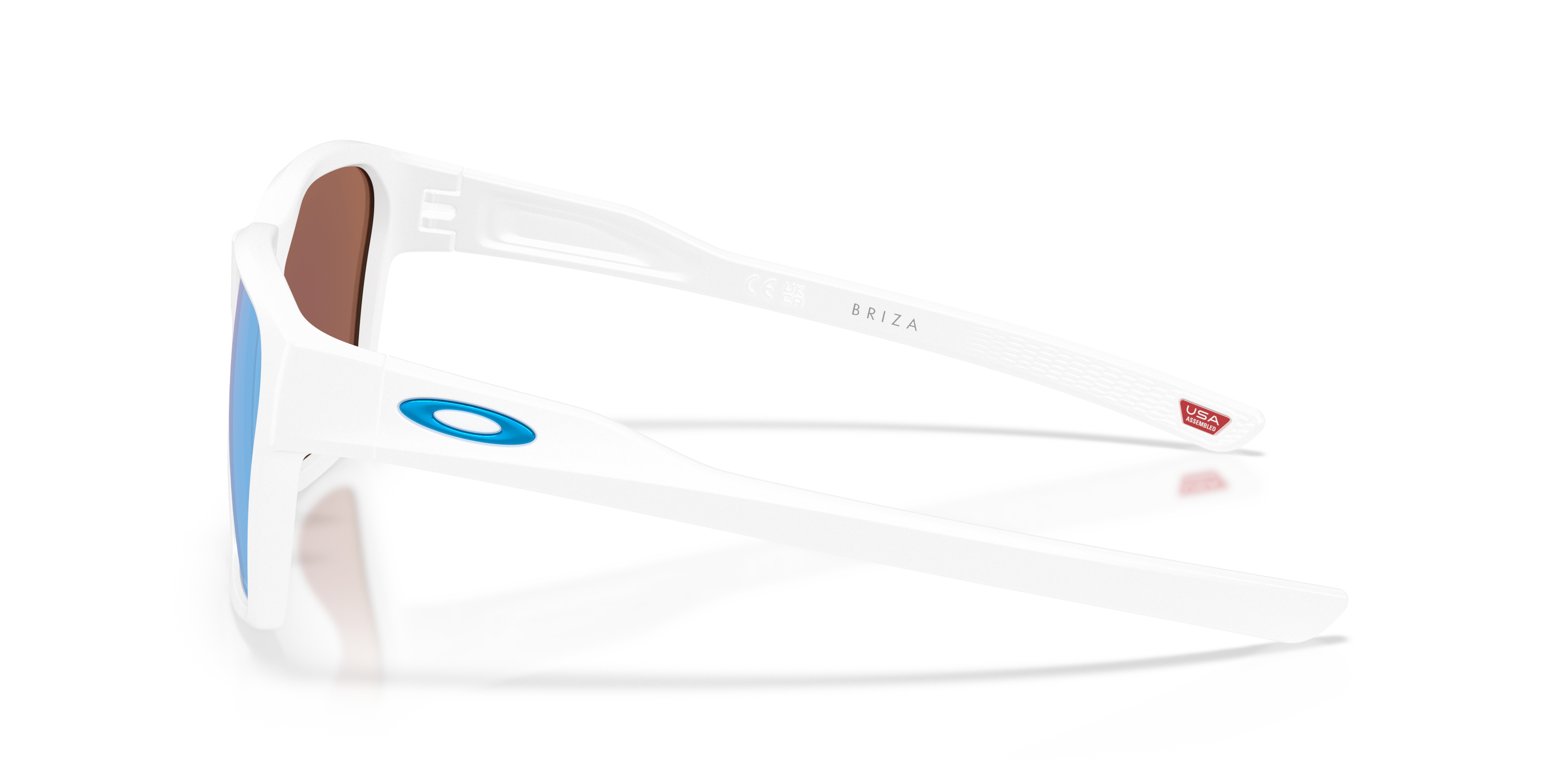 Oakley Briza OO9497 in Matte White / Prizm Deep Water Polarized, side view #Colour_Matte White / Prizm Deep Water Polarized