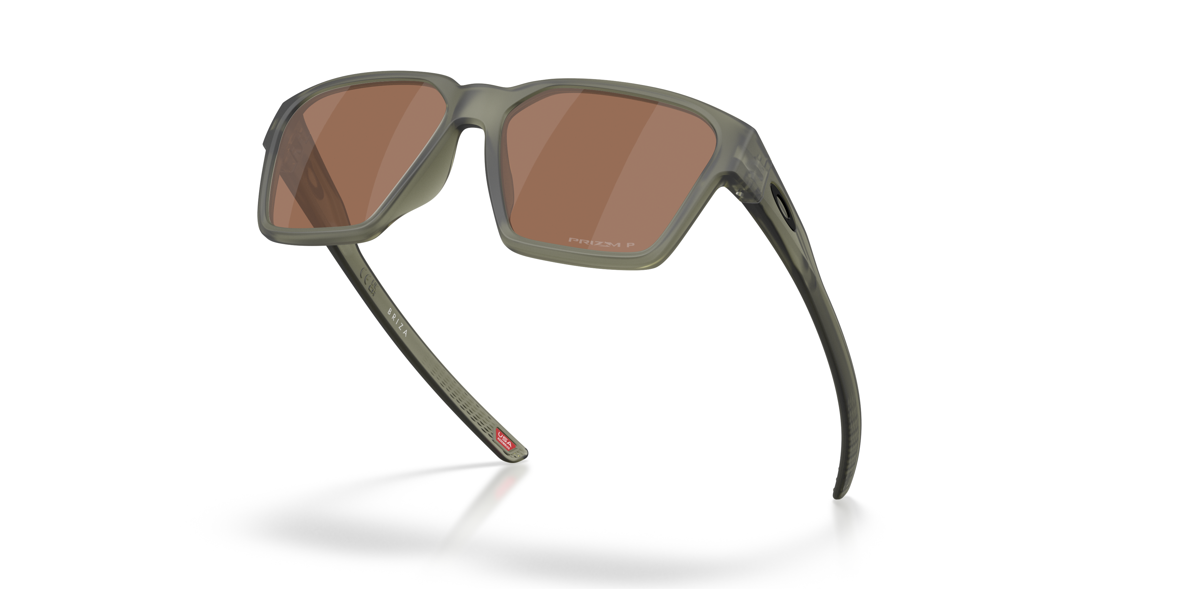 Oakley Briza OO9497 in Matte Olive Ink / Prizm Tungsten Polarized, angled view #Colour_Matte Olive Ink / Prizm Tungsten Polarized