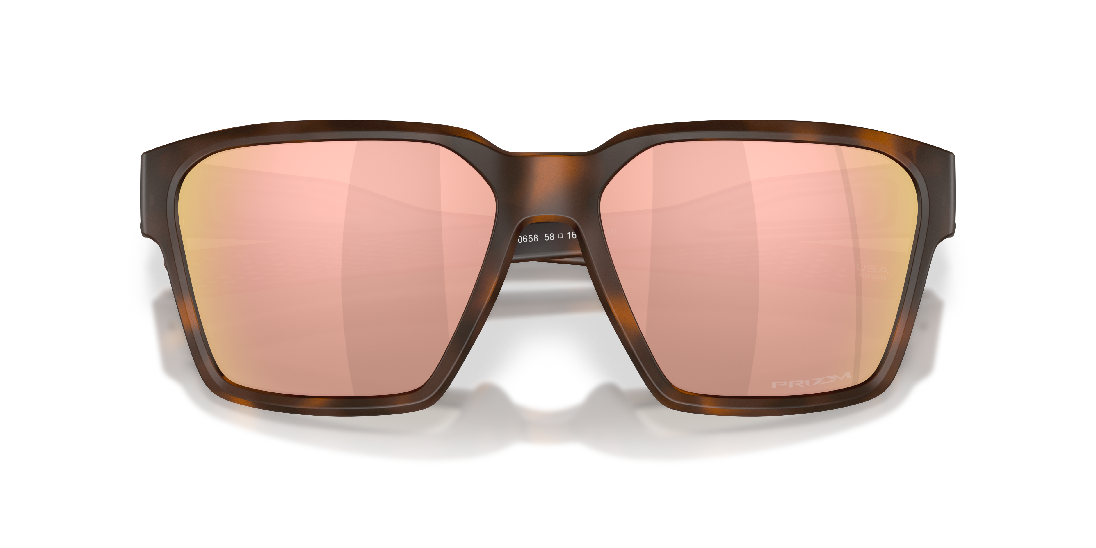 Oakley Briza OO9497 in Matt Tortoise Dark Amber / Prizm Rose Gold, front detail view #Colour_Matt Tortoise Dark Amber / Prizm Rose Gold