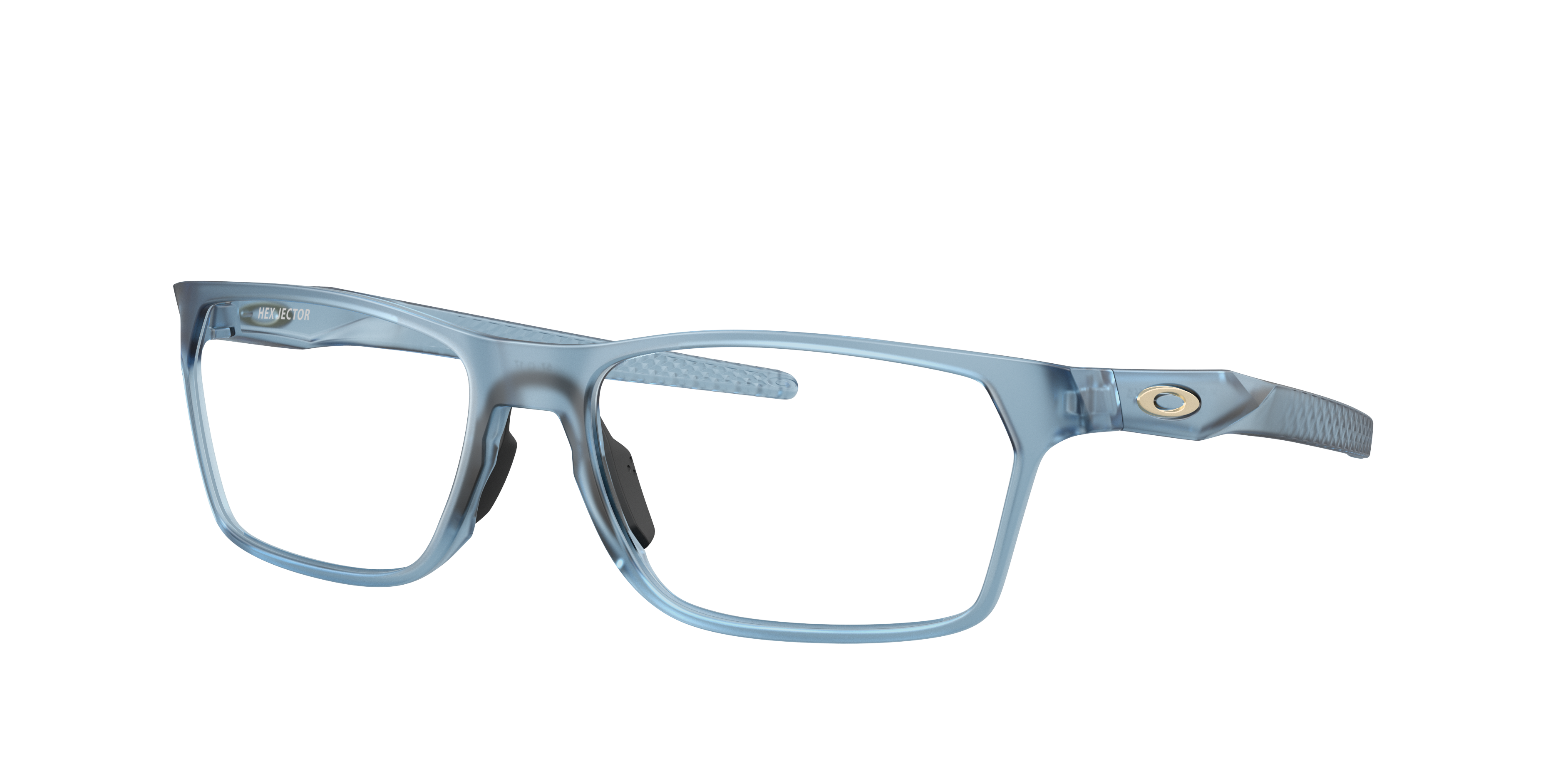 Oakley Hex Jector OX8032 in Matt Transparent Abyss, three-quarter view #Colour_Matt Transparent Abyss