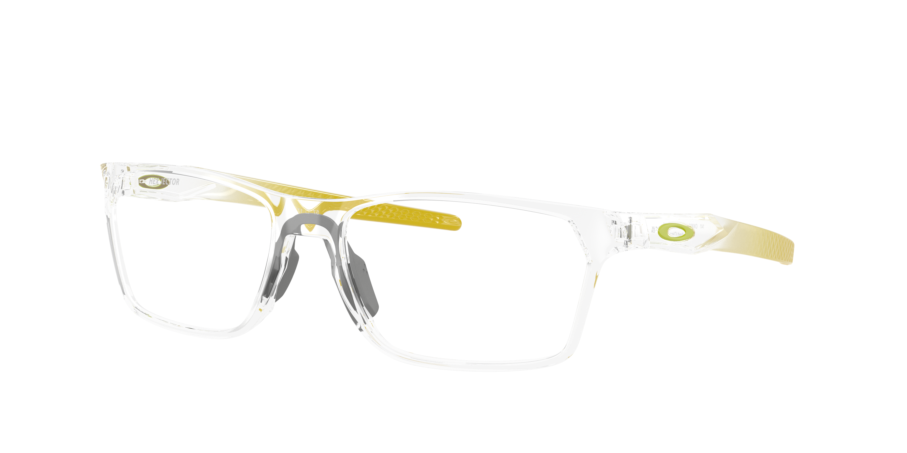 Oakley Hex Jector OX8032 in Polished Clear, three-quarter view #Colour_Polished Clear