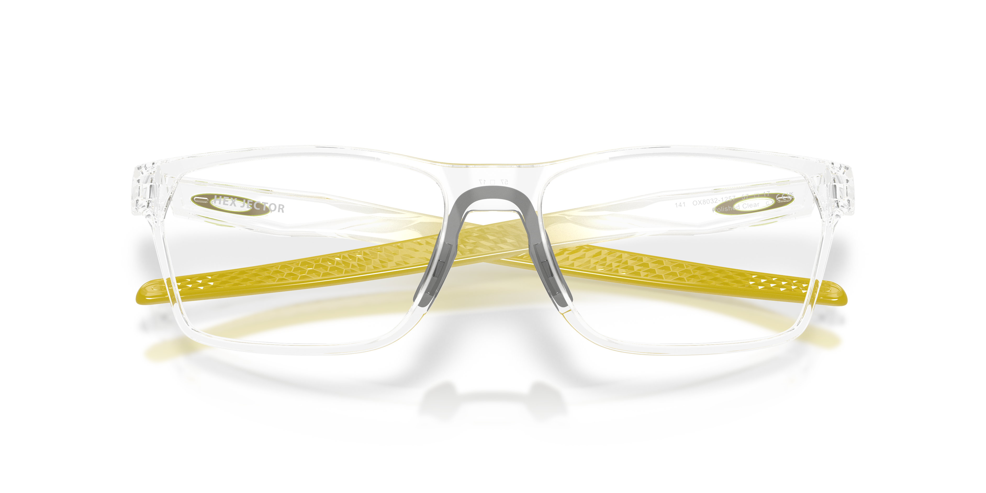 Oakley Hex Jector OX8032 in Polished Clear, front detail view #Colour_Polished Clear