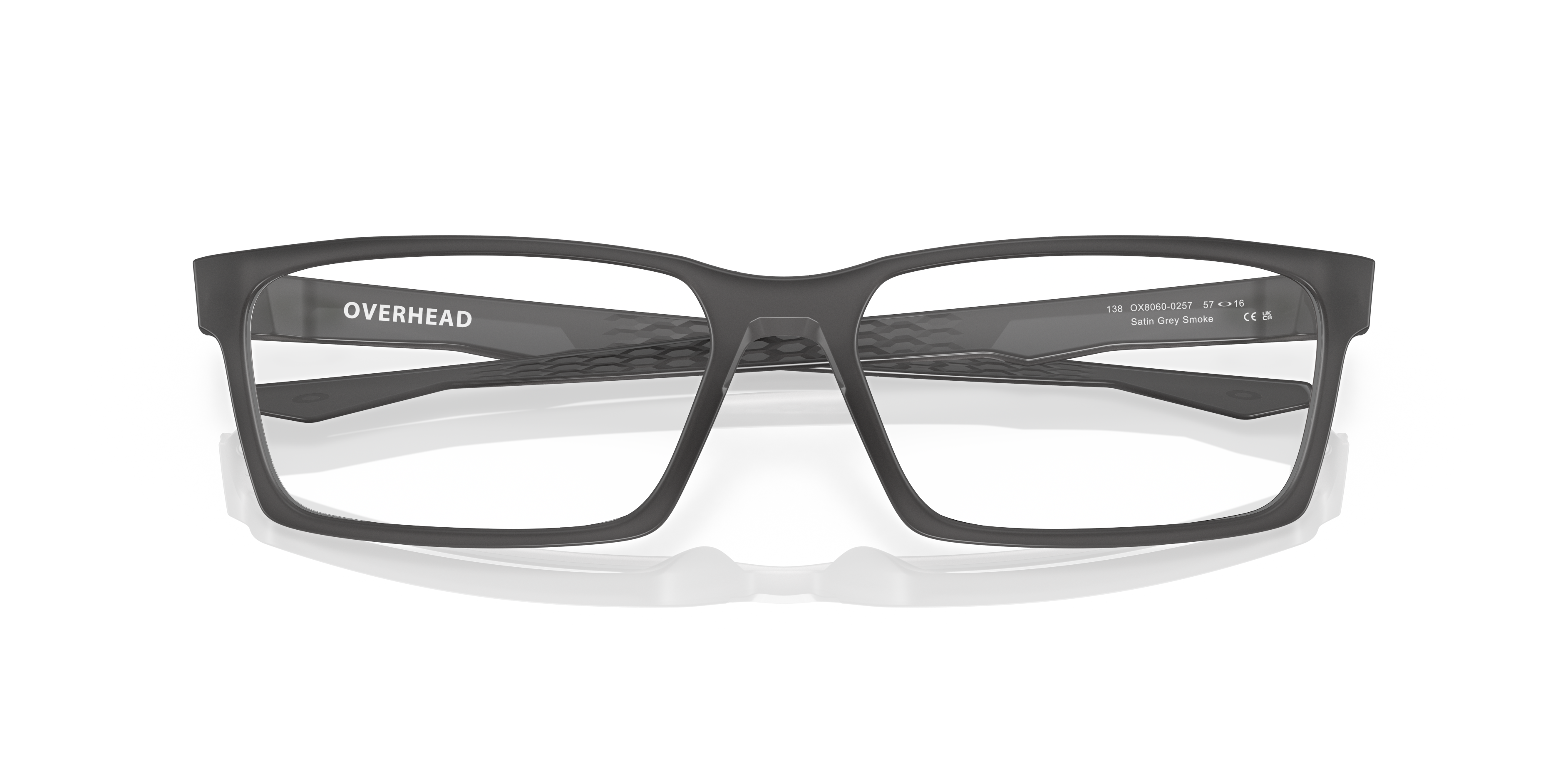Oakley Overhead OX8060 in Satin Grey Smoke, front detail view #Colour_Satin Grey Smoke