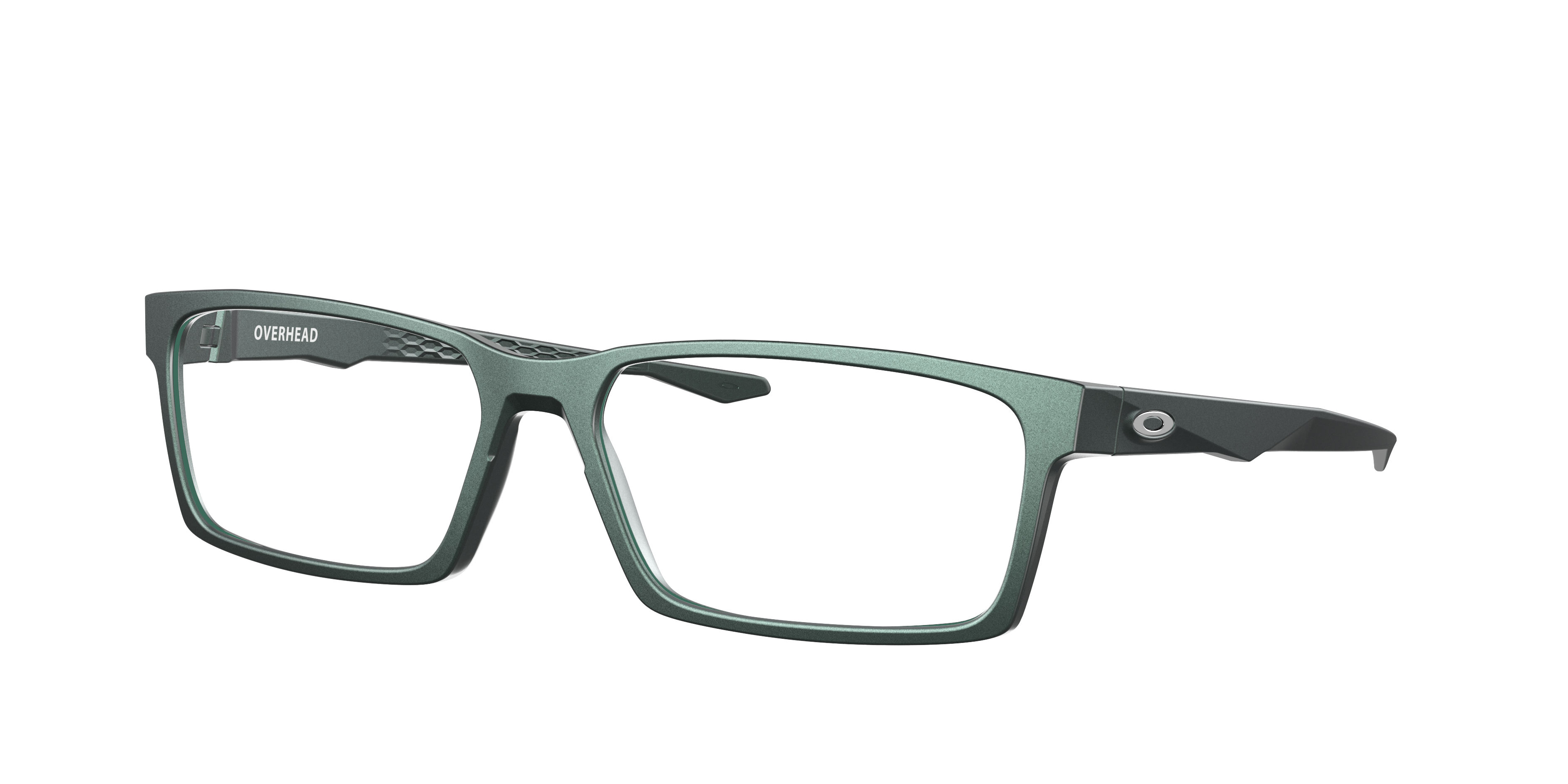Oakley Overhead OX8060 in Matte Dark Silver/Blue Colorshift, three-quarter view #Colour_Matte Dark Silver/Blue Colorshift