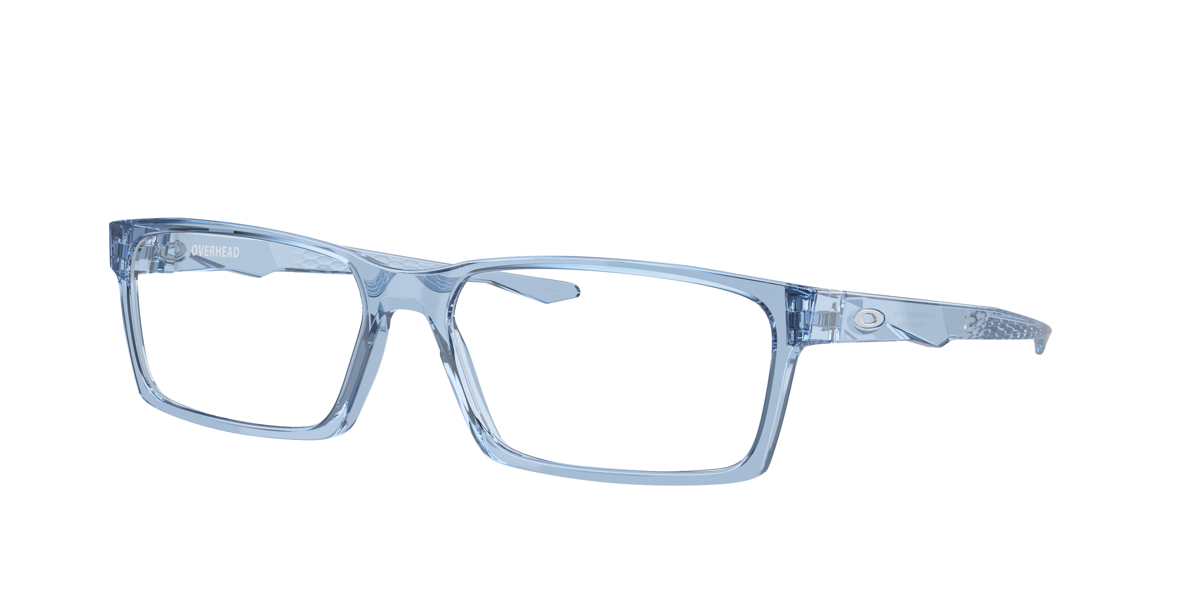 Oakley Overhead OX8060 in Transparent Blue, three-quarter view #Colour_Transparent Blue
