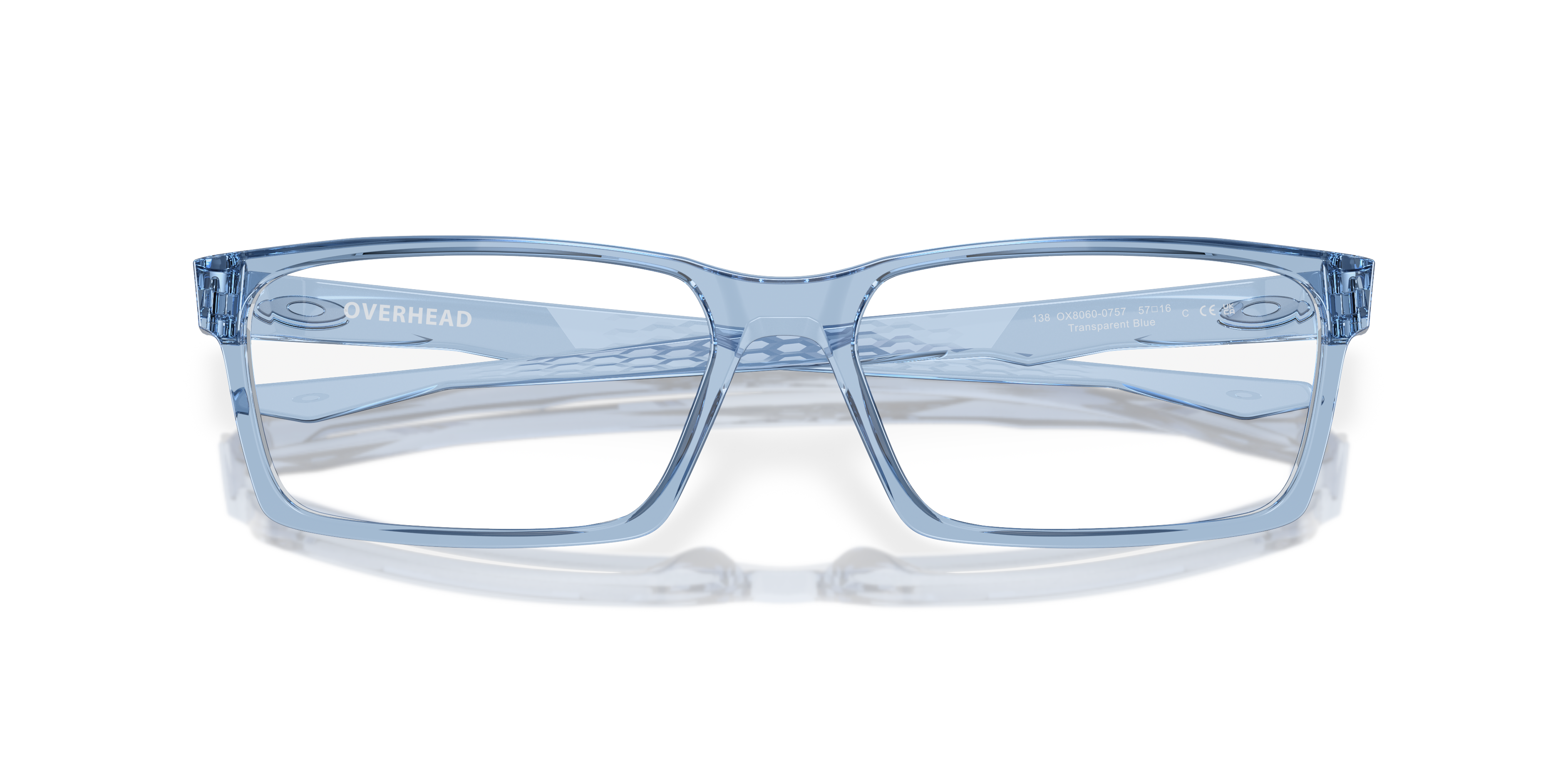 Oakley Overhead OX8060 in Transparent Blue, front detail view #Colour_Transparent Blue