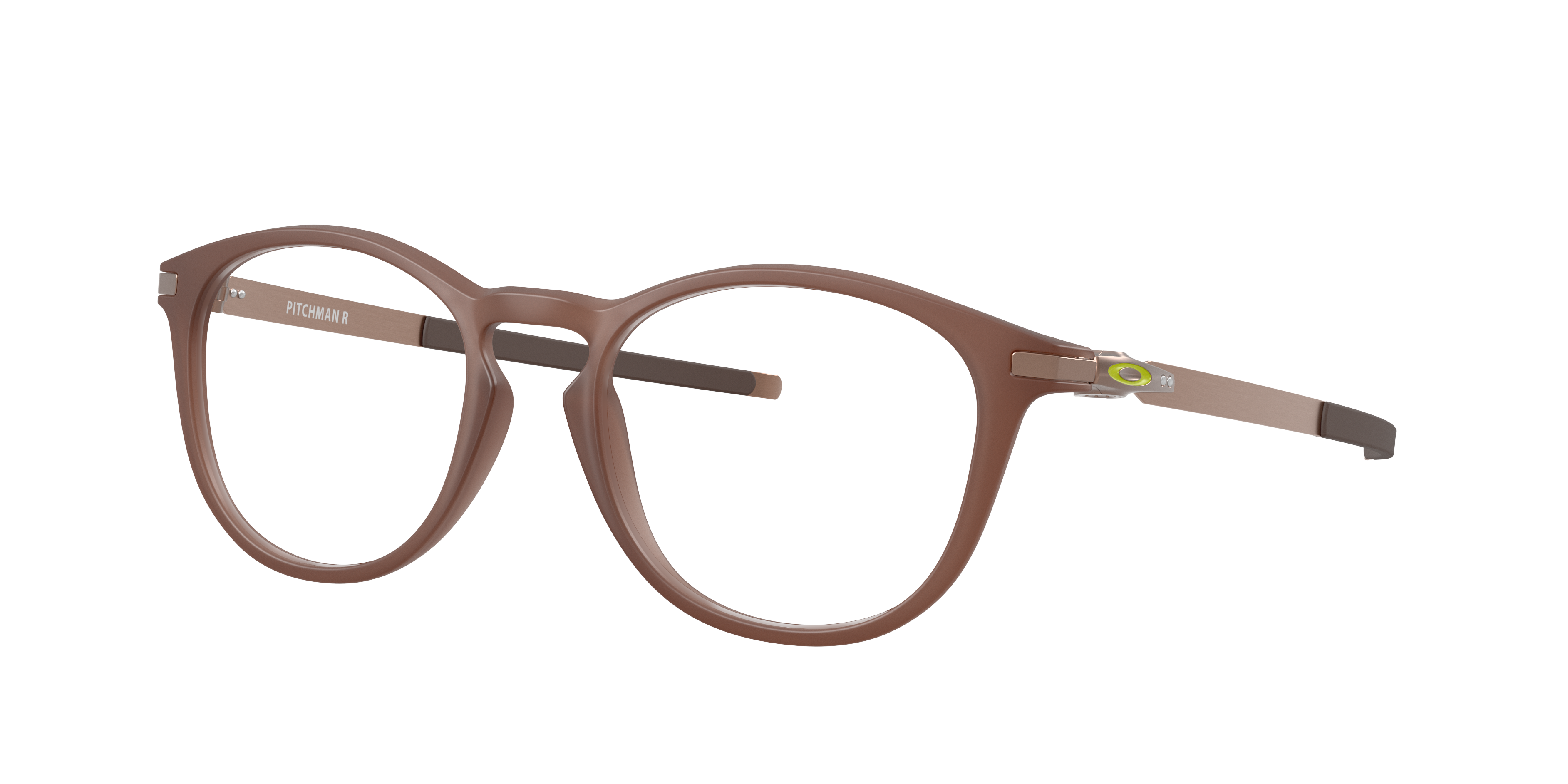 Oakley Pitchman R OX8105 in Transparent Mahogany, three-quarter view #Colour_Transparent Mahogany