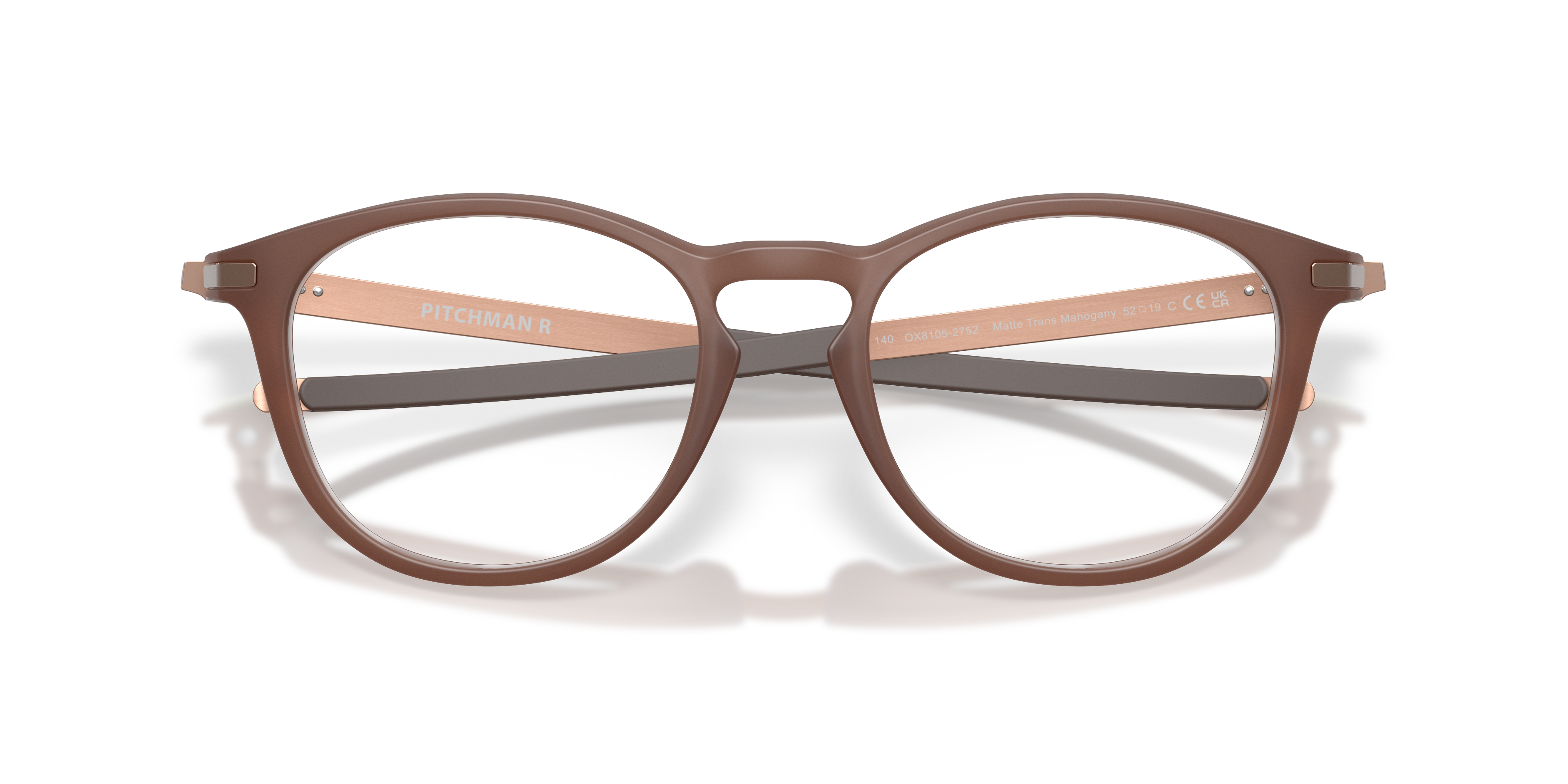 Oakley Pitchman R OX8105 in Transparent Mahogany, front detail view #Colour_Transparent Mahogany