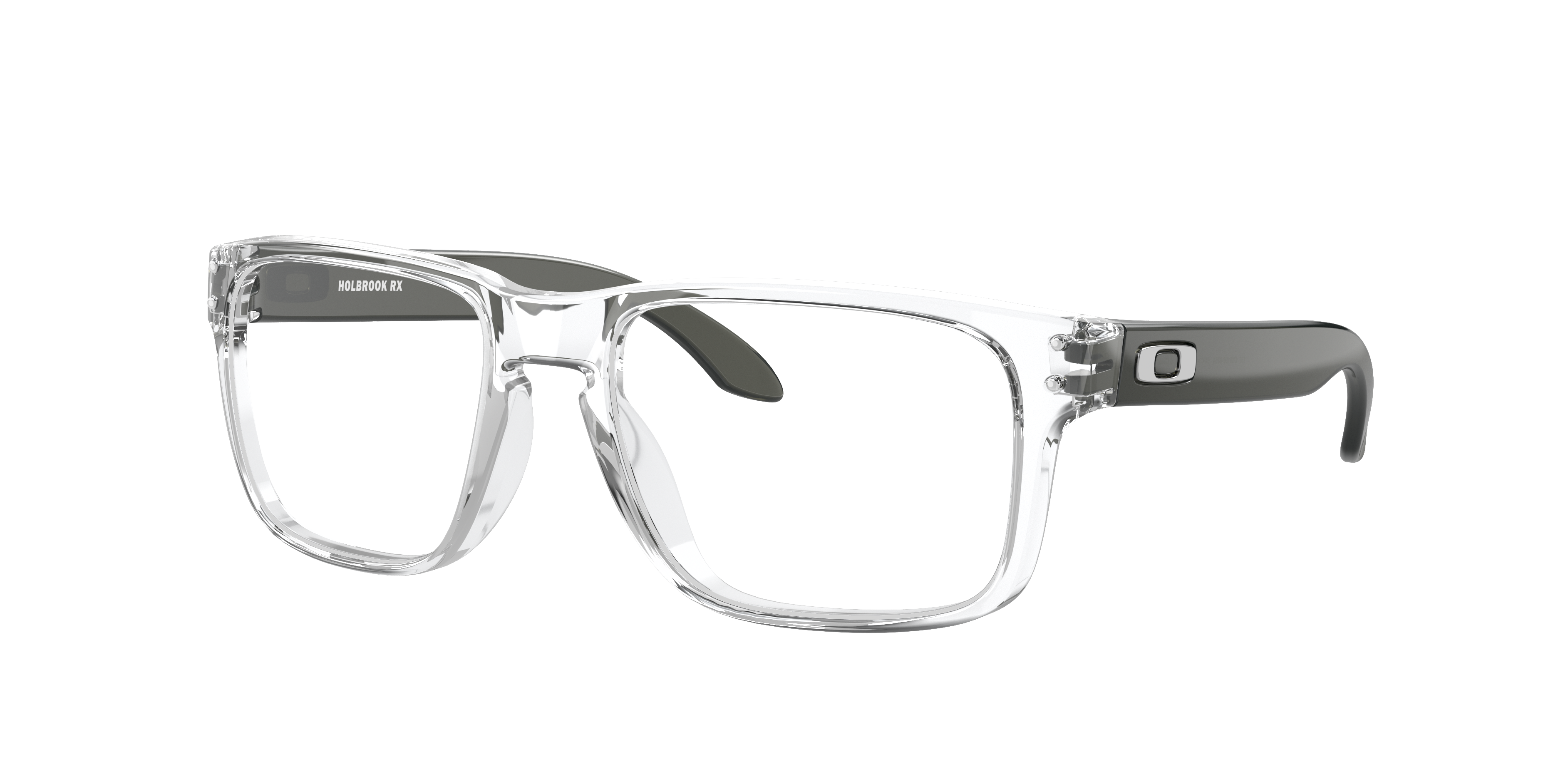 Oakley Holbrook RX OX8156 in Polished Clear, three-quarter view #Colour_Polished Clear