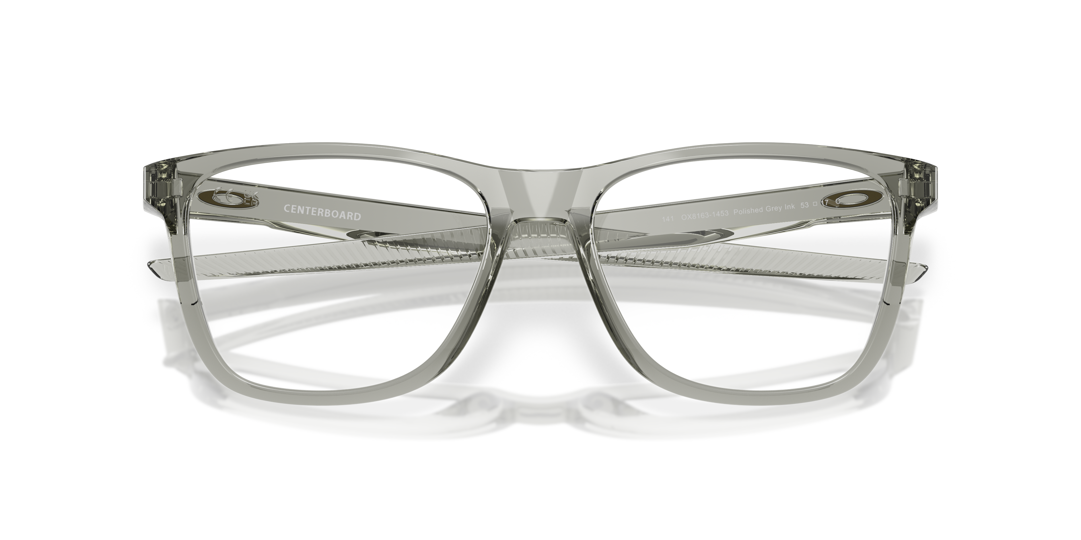 Oakley Centerboard OX8163 in Polished Grey Ink, front detail view #Colour_Polished Grey Ink