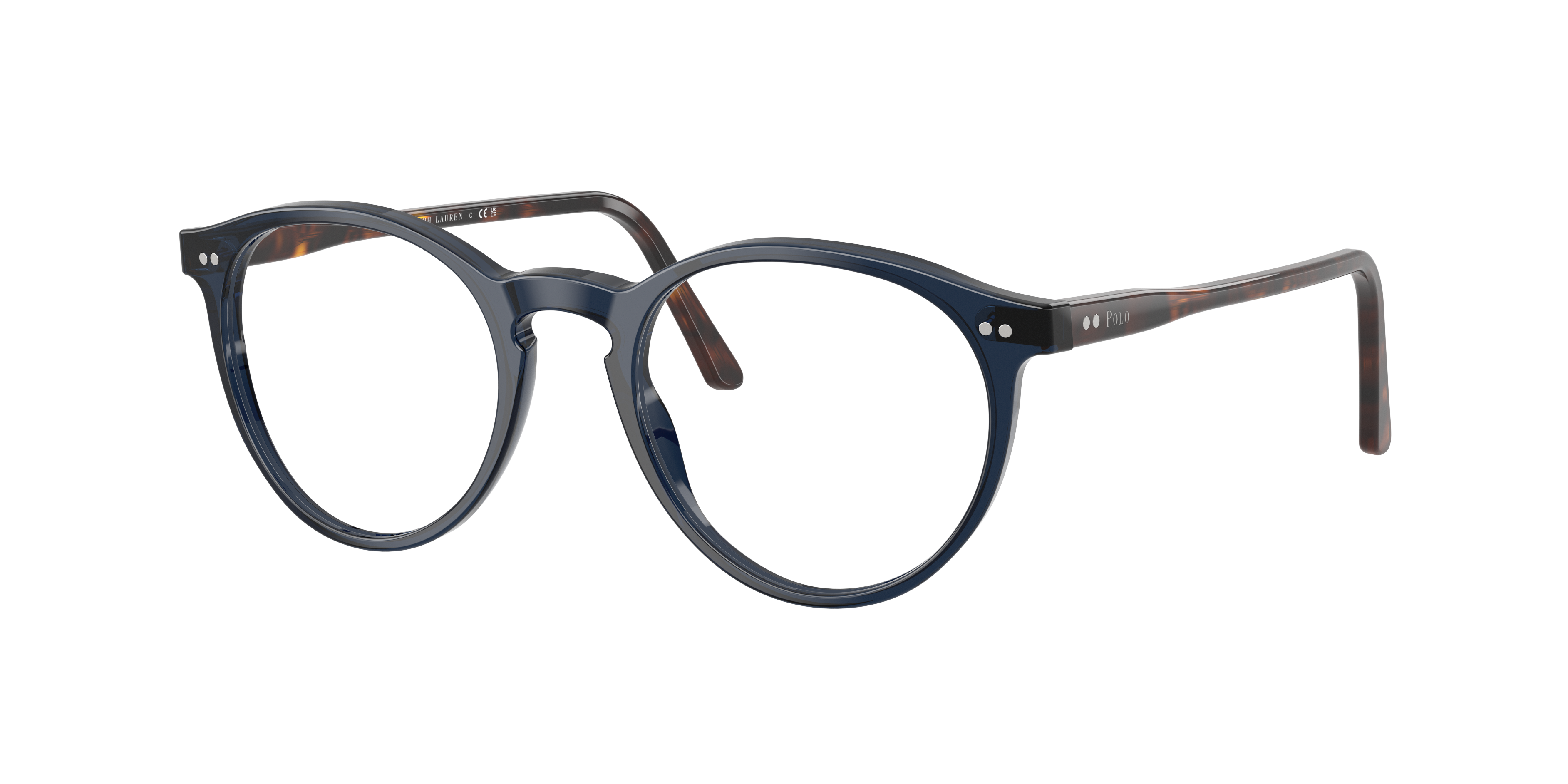 Polo by Ralph Lauren PH2083 - Shiny Transparent Blue, three-quarter view #Colour_Shiny Transparent Blue