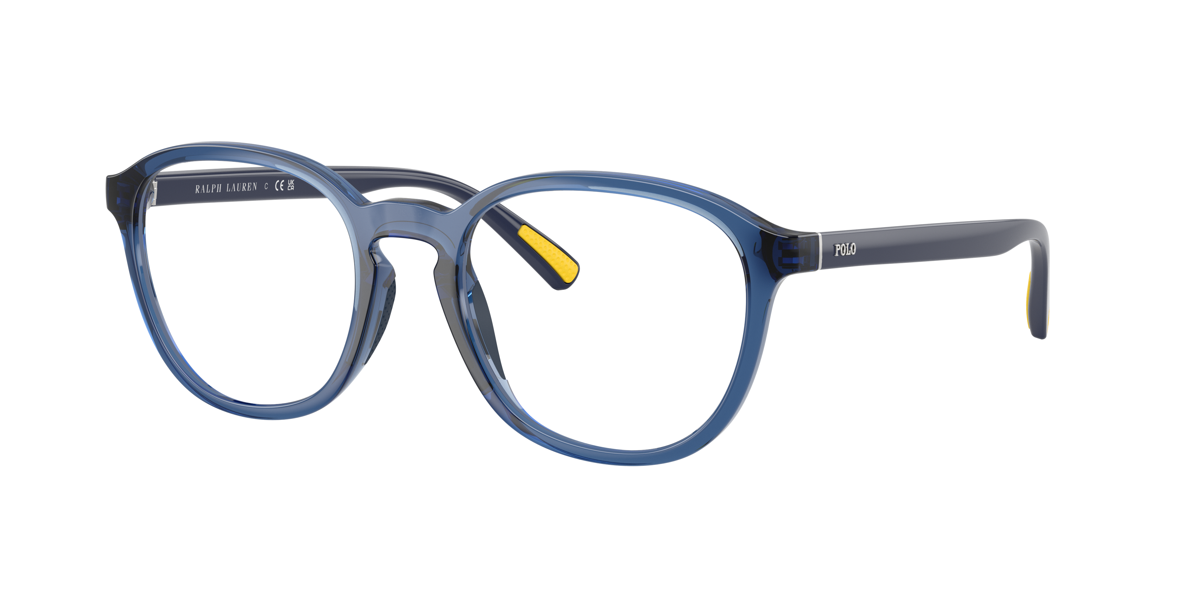 Polo by Ralph Lauren PH2292U - Shiny Transparent Navy Blue, three-quarter view #Colour_Shiny Transparent Navy Blue