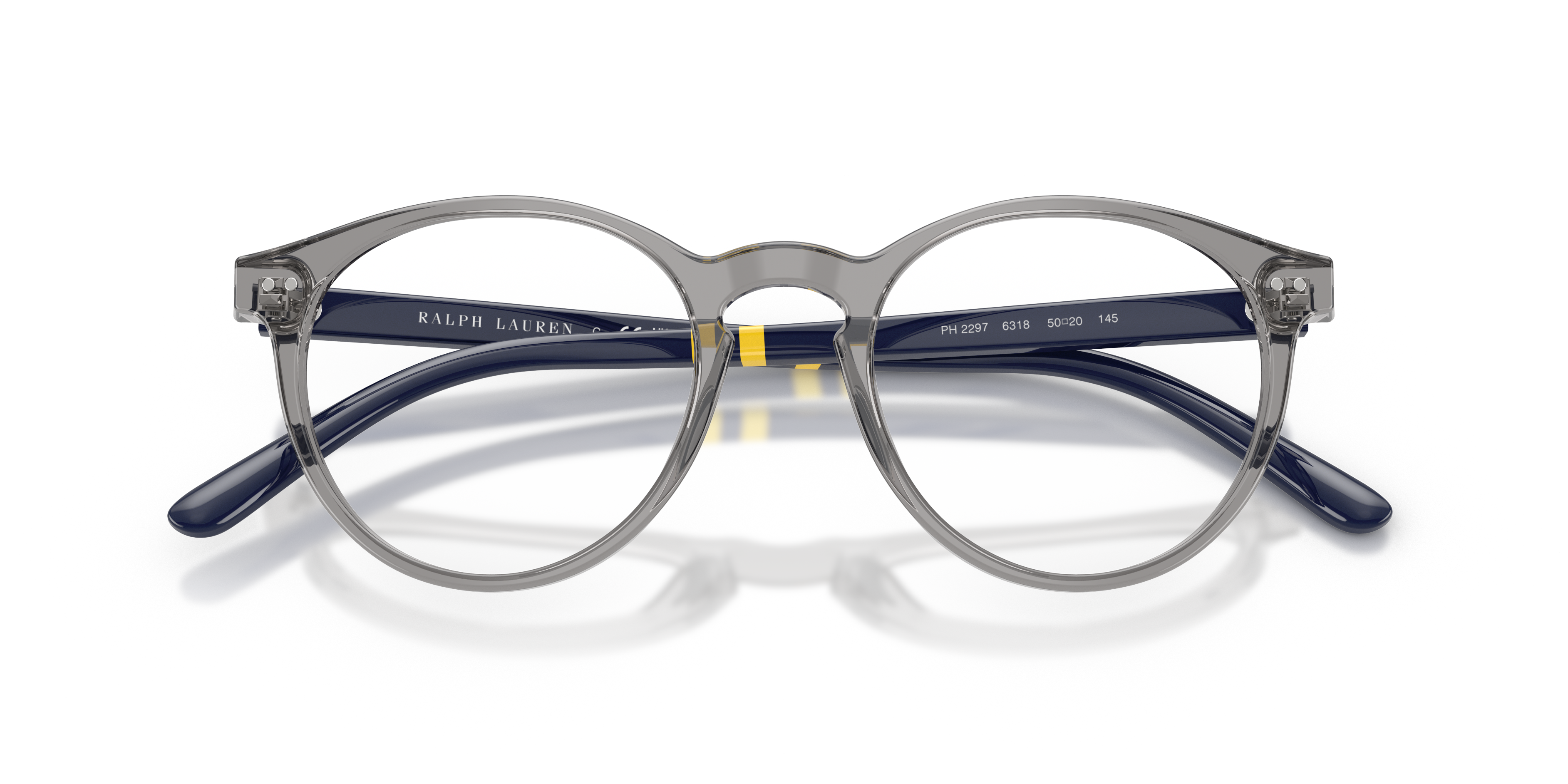 Polo by Ralph Lauren PH2297 - Shiny Transparent Grey, front detail view #Colour_Shiny Transparent Grey