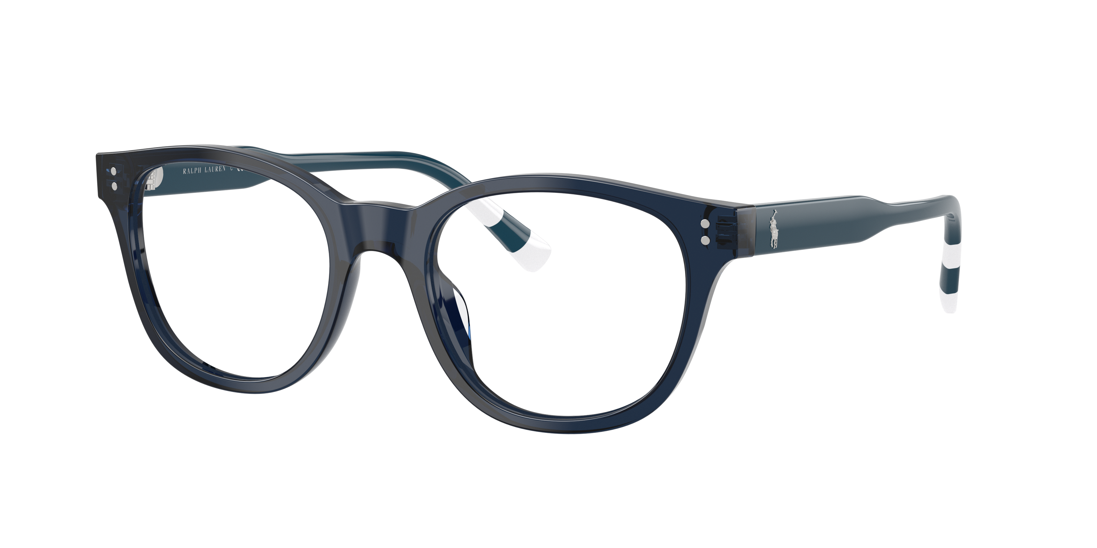 Polo by Ralph Lauren PH2303U - Shiny Transparent Blue, three-quarter view #Colour_Shiny Transparent Blue
