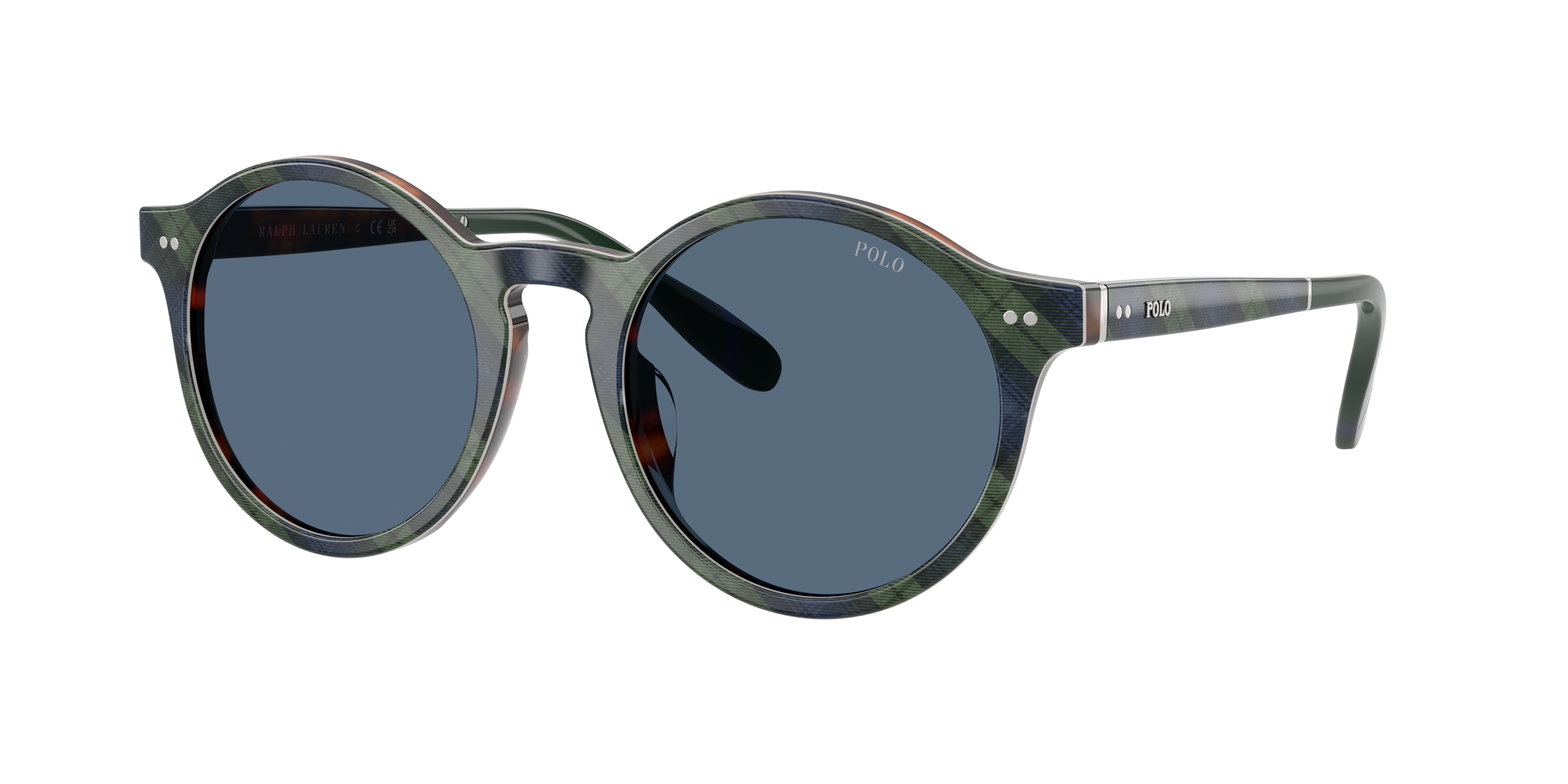 Polo by Ralph Lauren PH4204U - Shiny Tartan Blue/Green, three-quarter view #Colour_Shiny Tartan Blue/Green