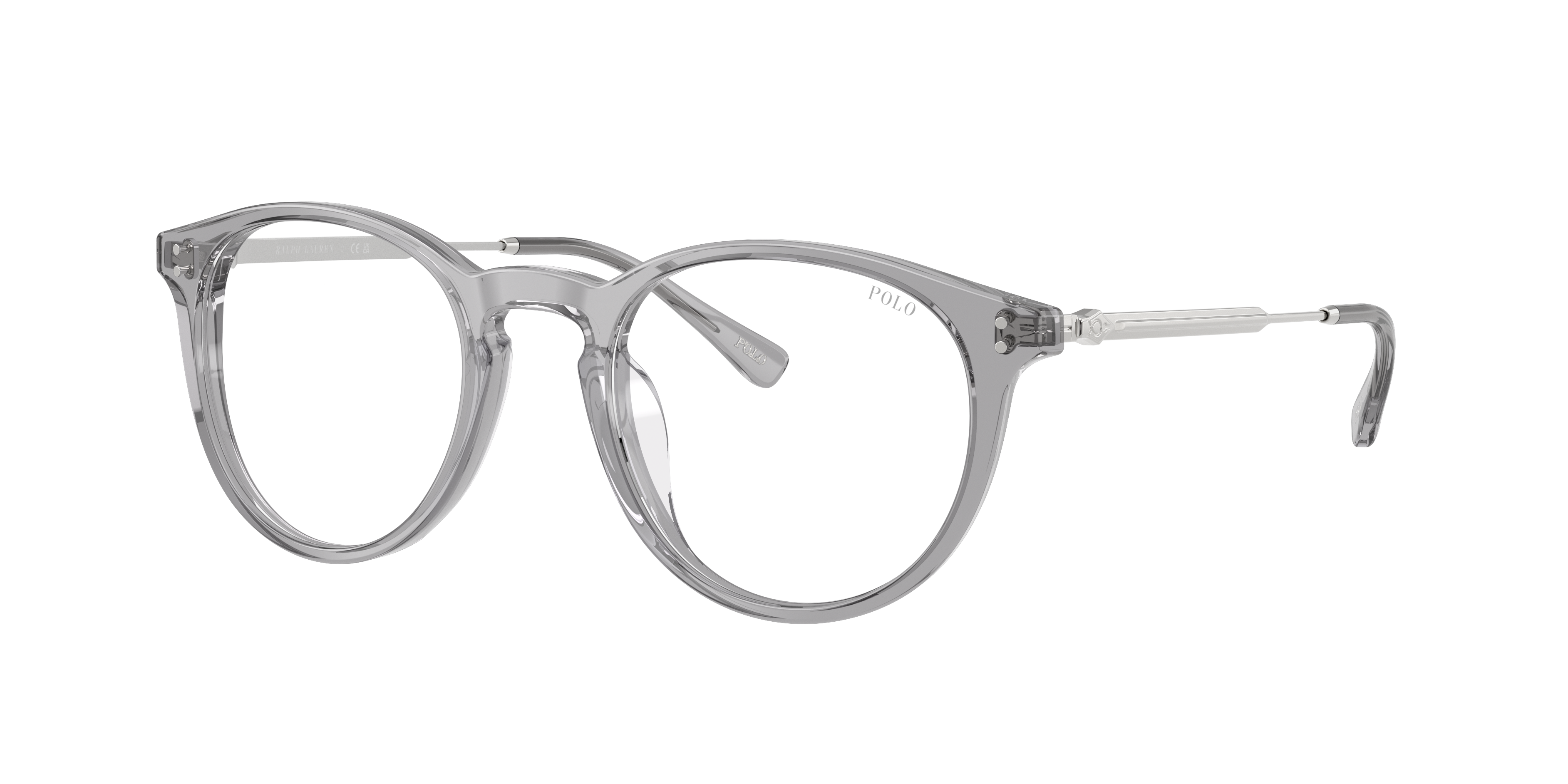 Polo by Ralph Lauren PH4239U - Shiny Transparent Grey, three-quarter view #Colour_Shiny Transparent Grey