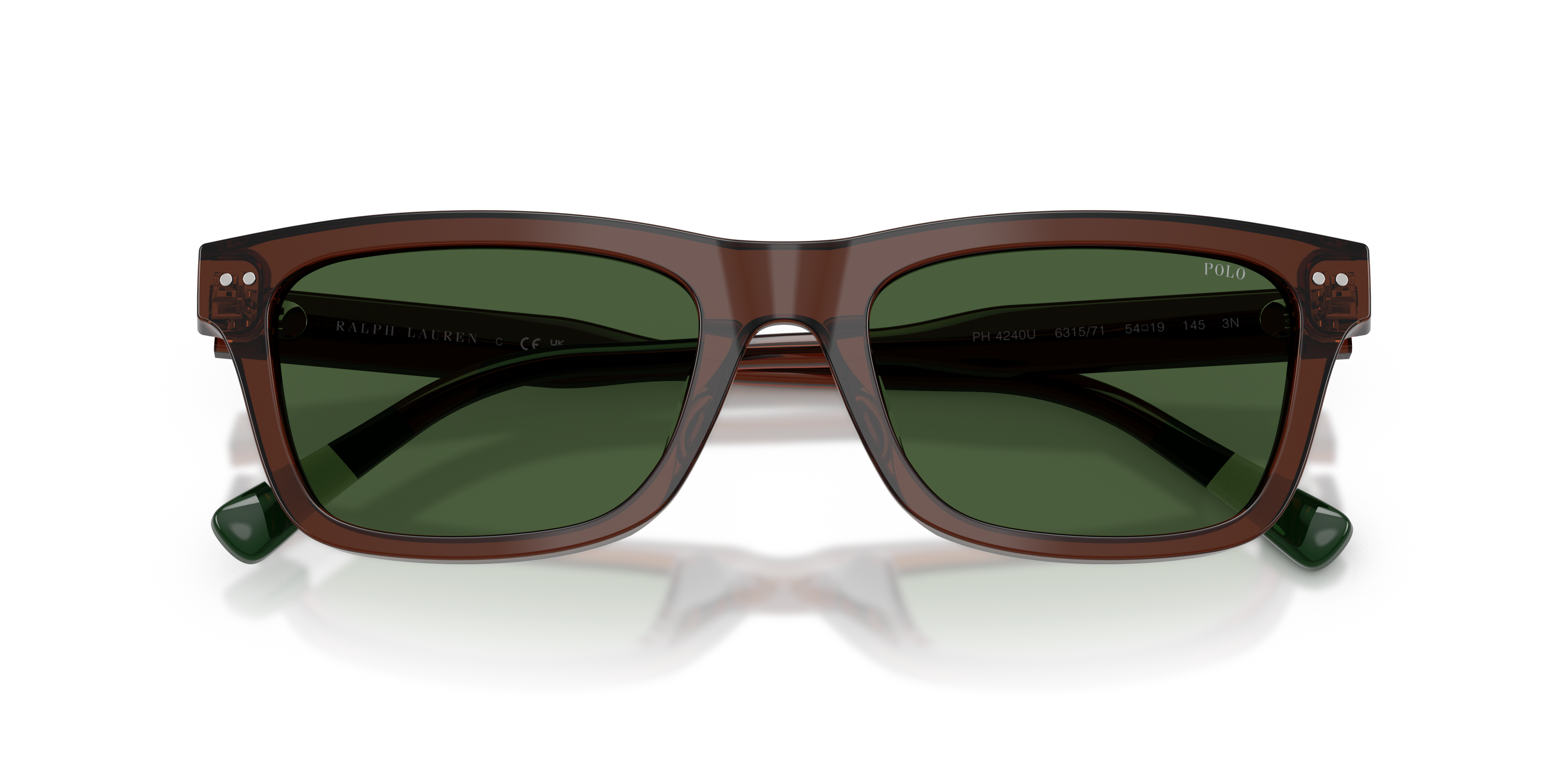 Polo by Ralph Lauren PH4240U - Shiny Transparent Brown, front detail view #Colour_Shiny Transparent Brown