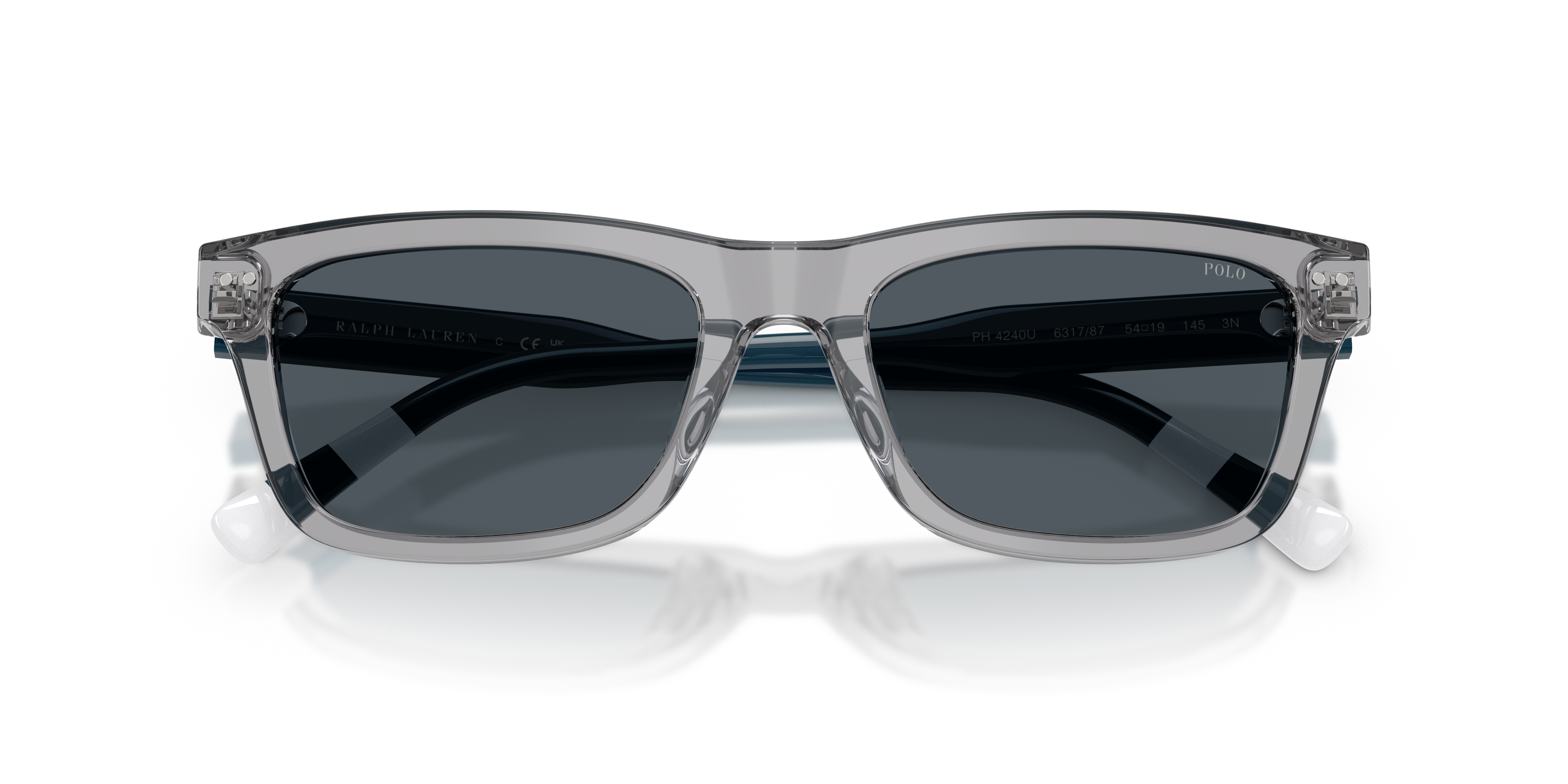 Polo by Ralph Lauren PH4240U - Shiny Transparent Grey, front detail view #Colour_Shiny Transparent Grey