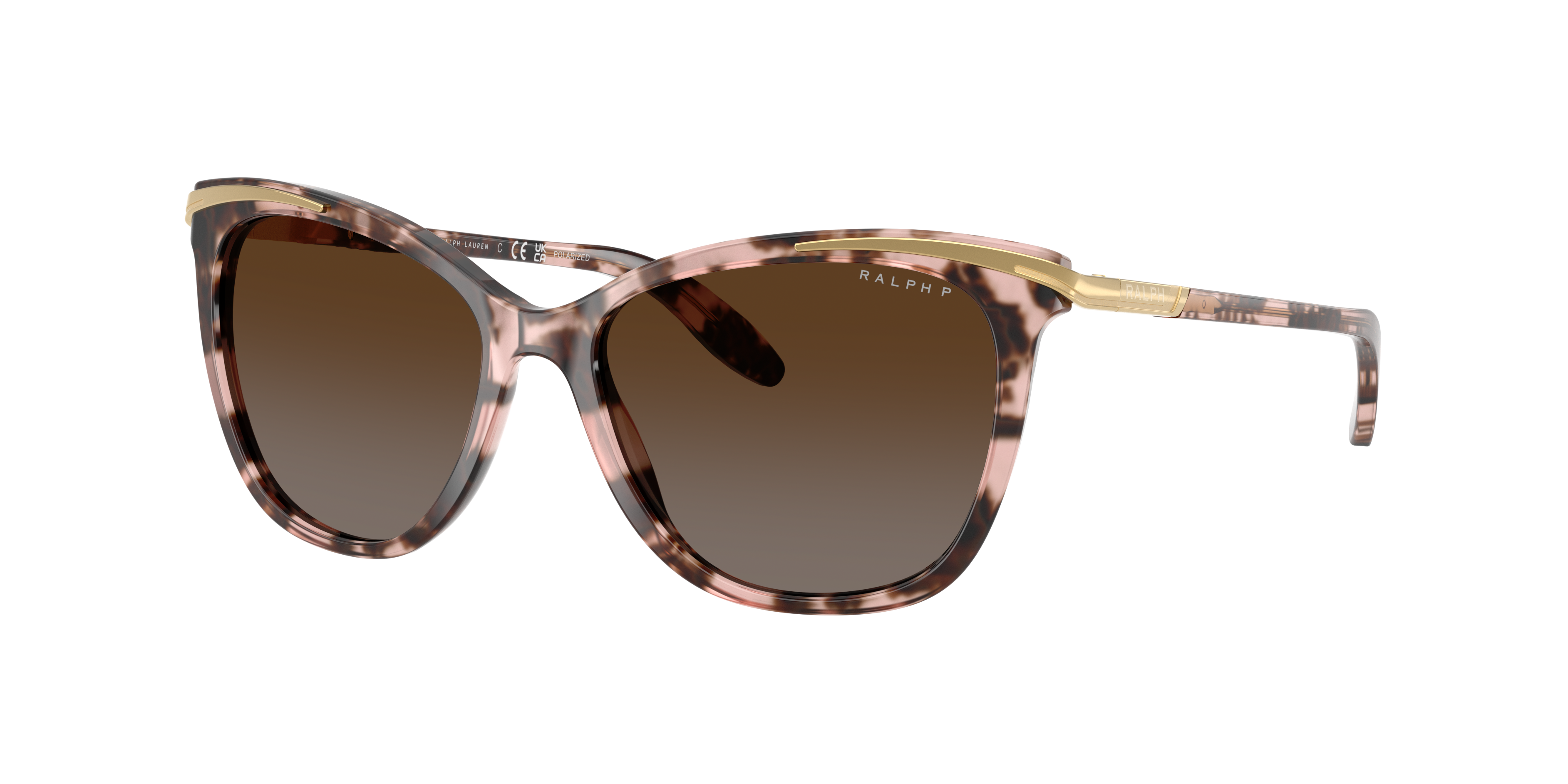 Ralph by Ralph Lauren RA5203 in Shiny Pink Tortoise & Gold, three-quarter view #Colour_Shiny Pink Tortoise & Gold