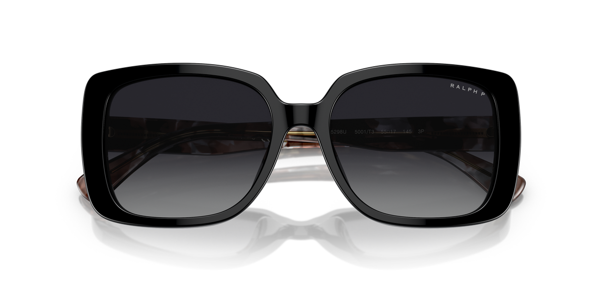 Ralph by Ralph Lauren RA5298U in Shiny Black, front detail view #Colour_Shiny Black / Grey Gradient Polarised (5001T3)