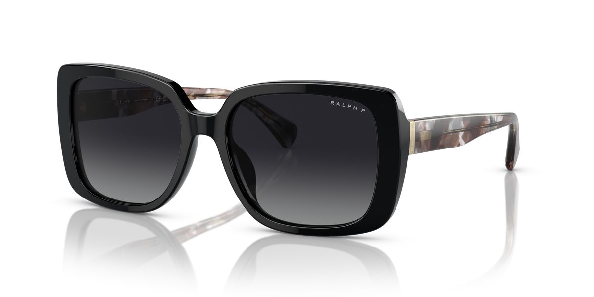 Ralph by Ralph Lauren RA5298U in Shiny Black, three-quarter view #Colour_Shiny Black / Grey Gradient Polarised (5001T3)