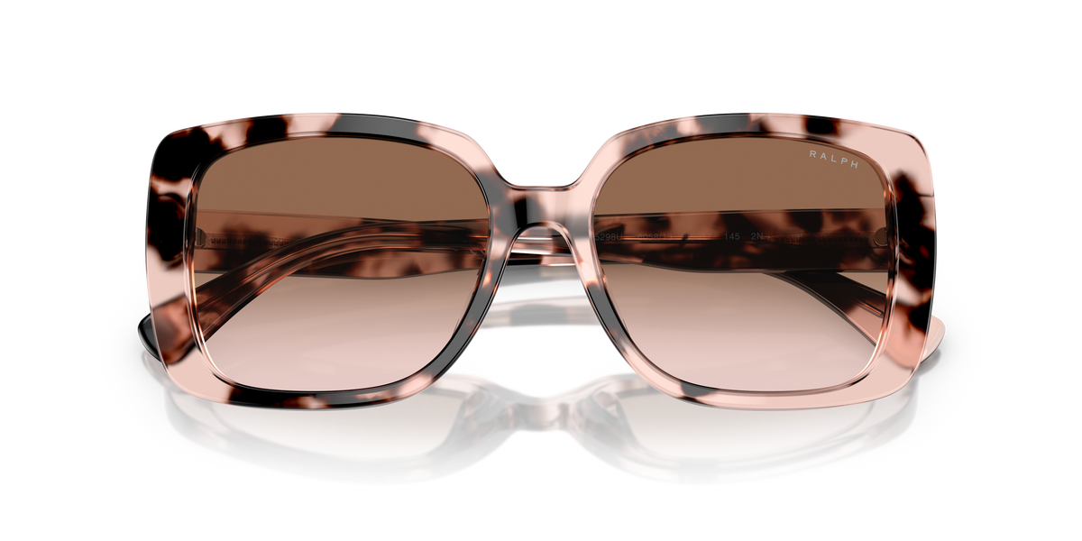 Ralph by Ralph Lauren RA5298U in Shiny Pink Havana, front detail view #Colour_Shiny Pink Havana / Gradient Brown (605813)