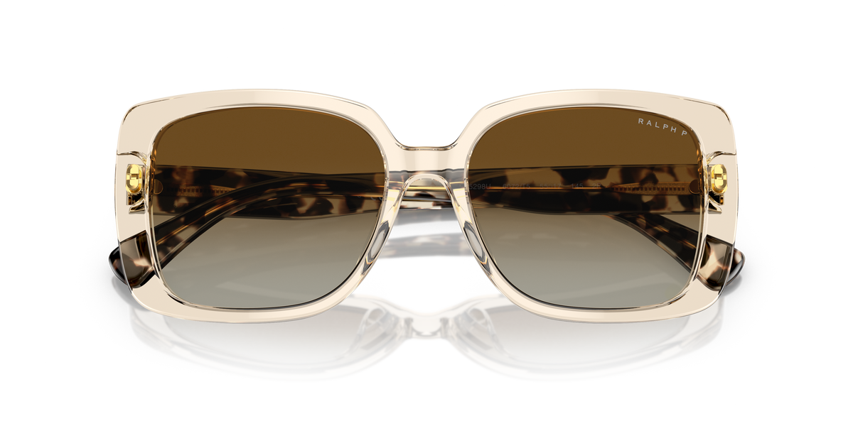 Ralph by Ralph Lauren RA5298U in Transparent Light Brown, front detail view #Colour_Transparent Light Brown / Brown Gradient Polarised (6072T5)